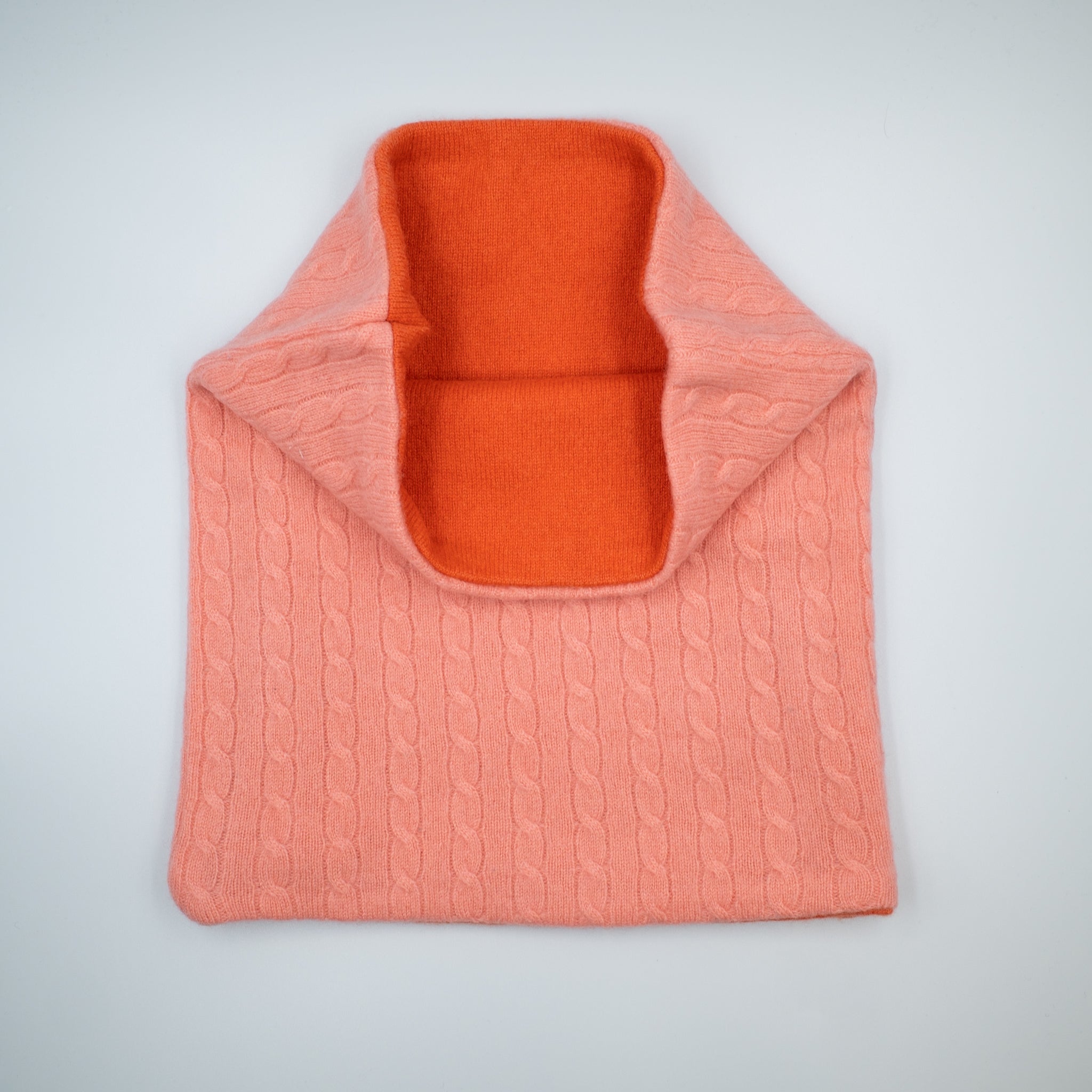 Coral Cable Knit and Orange Luxury Double Layered Snood