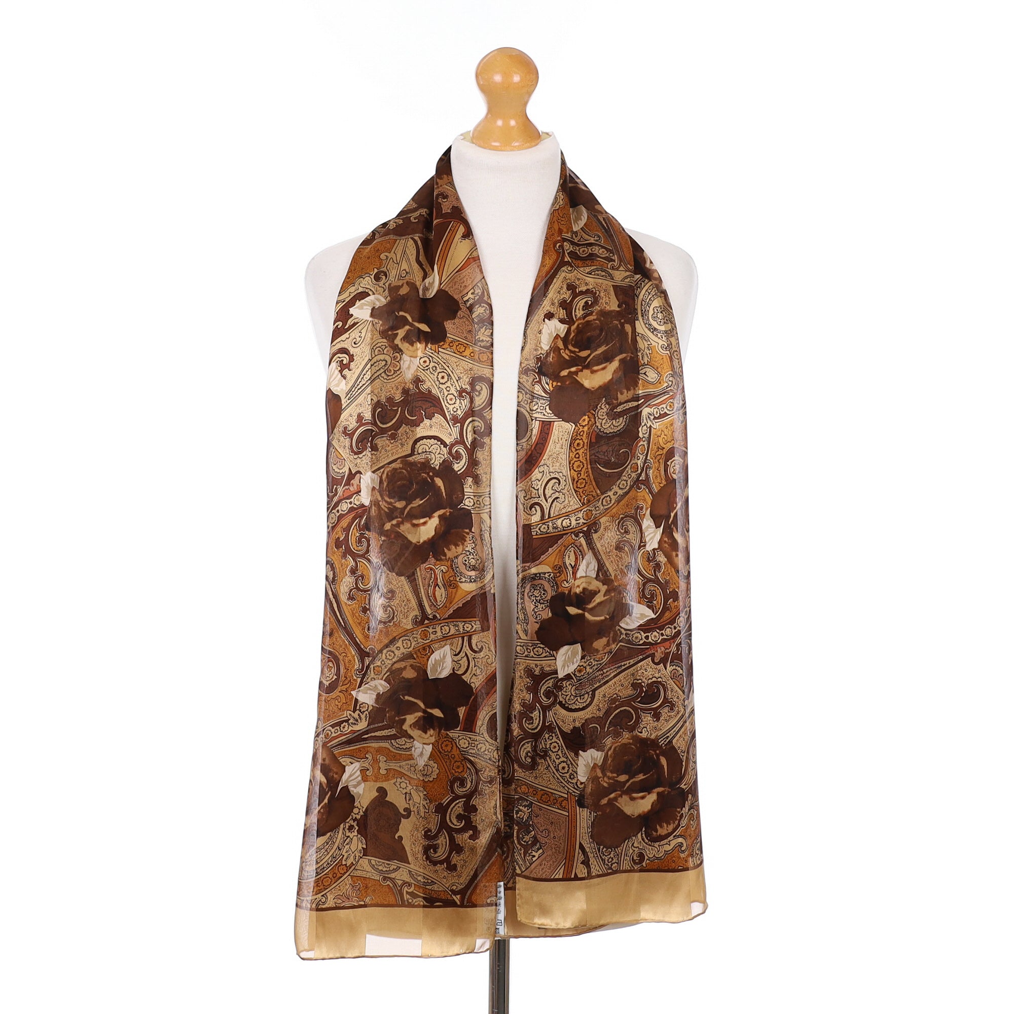 Brand New Jammers & Leufgen Brown Paisley Silk Scarf