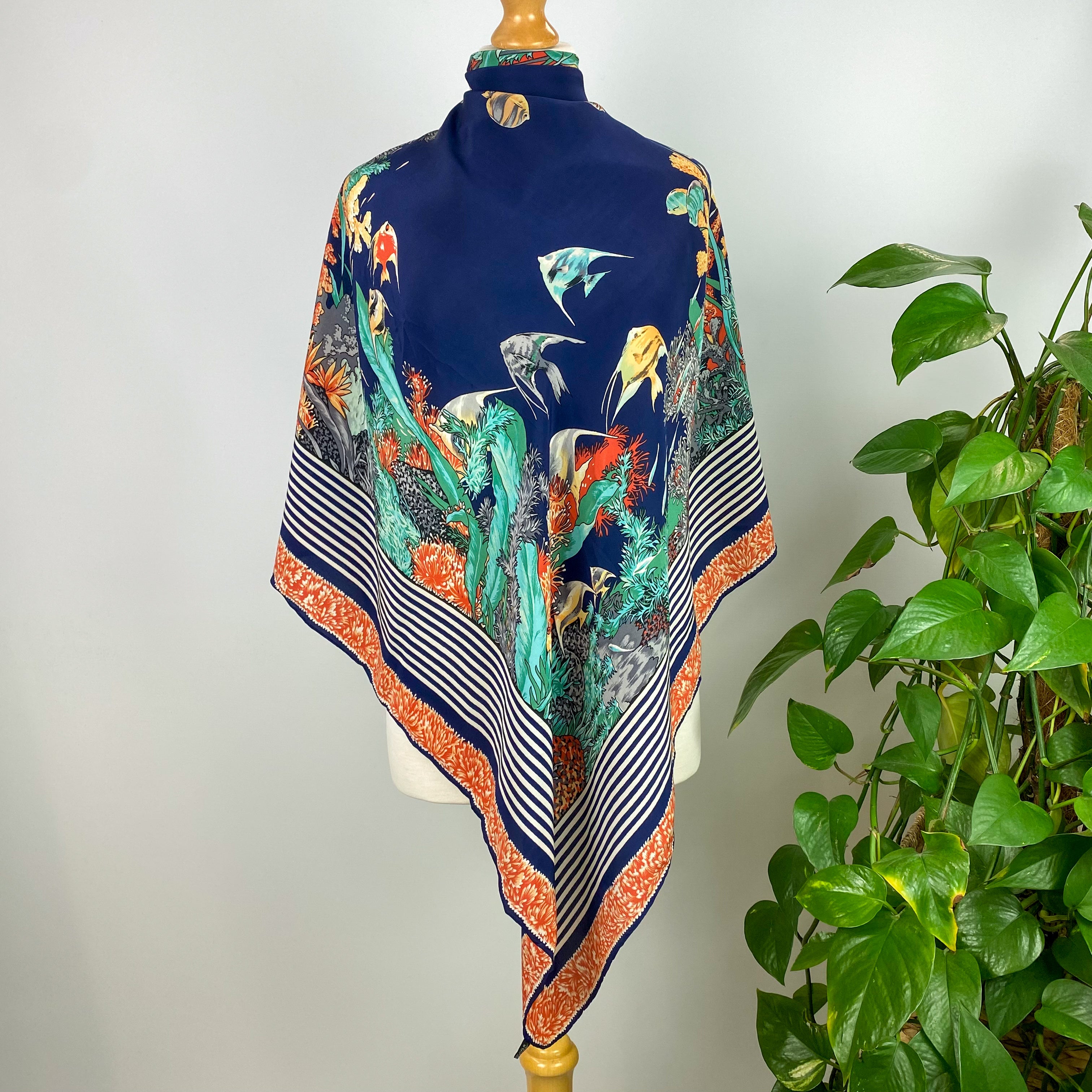 Striking Fish Design Silk Scarf