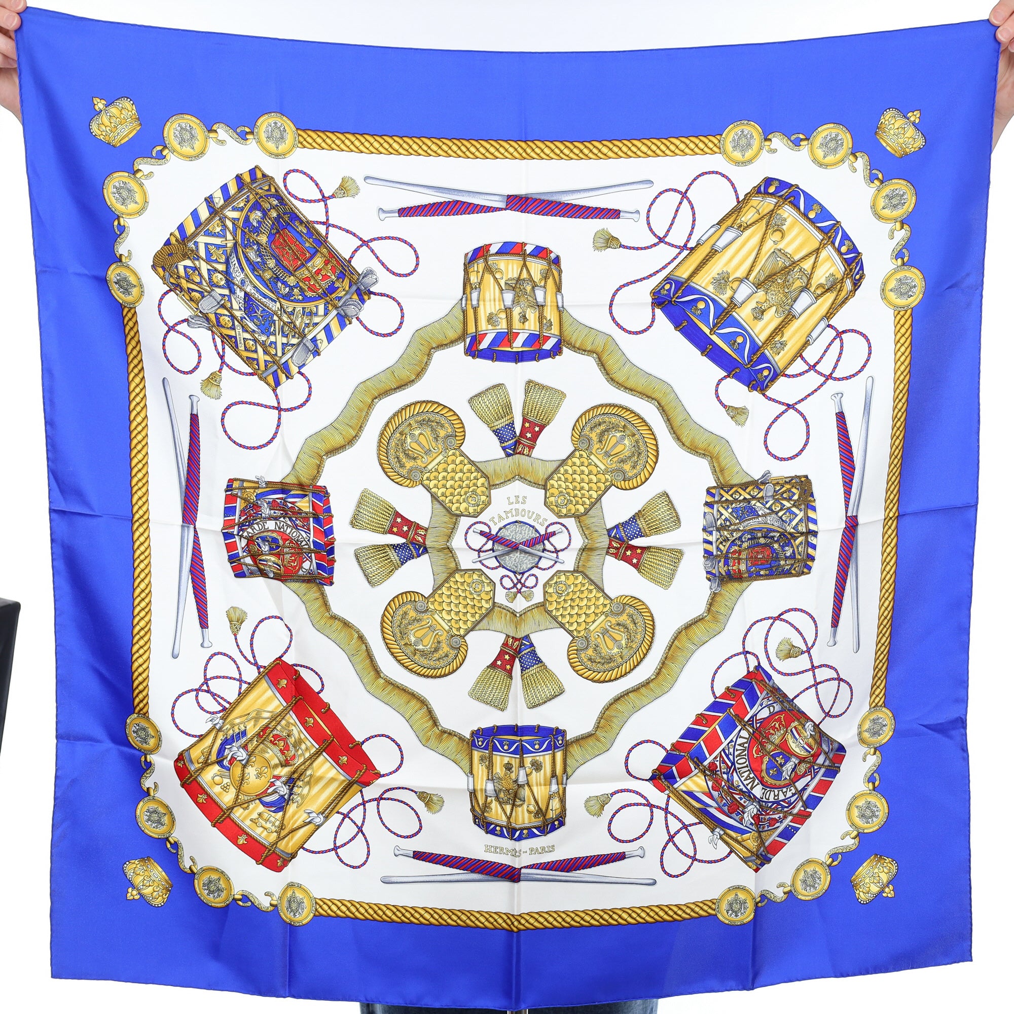 Boxed Hermès Les Tambours Silk Scarf