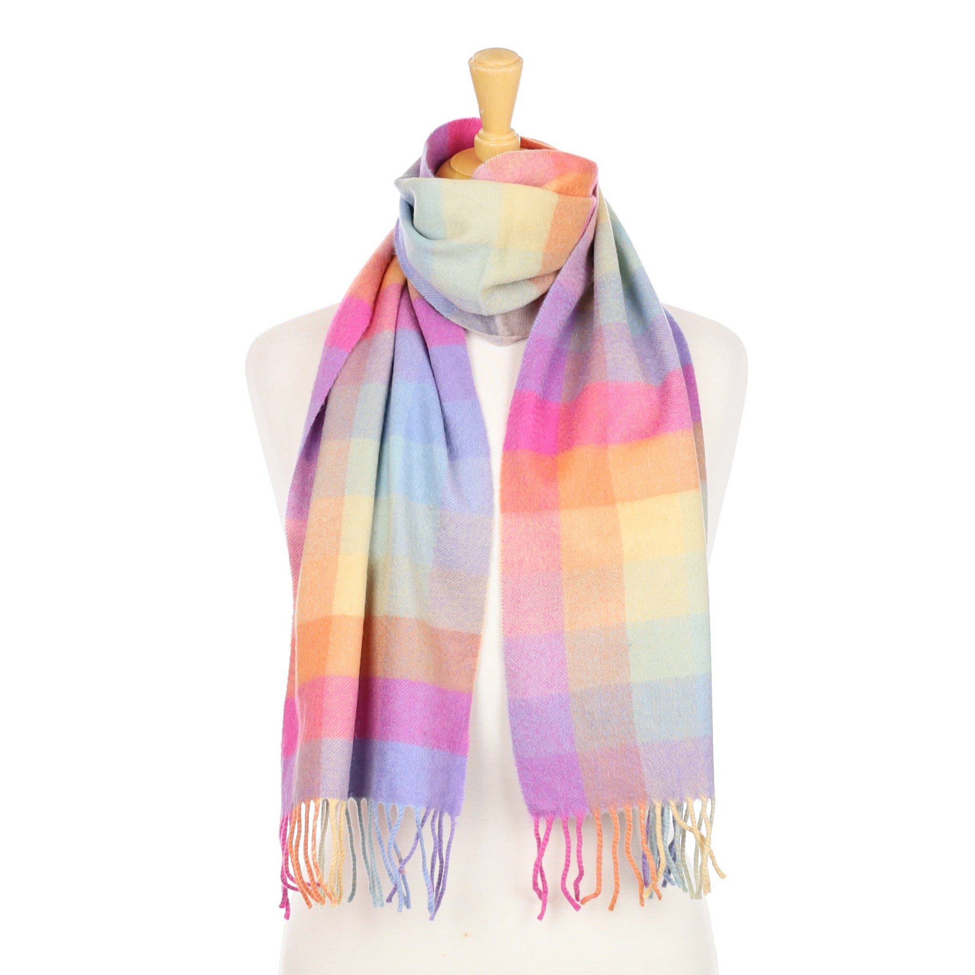 Rainbow Checked Cashmere Woven Scarf