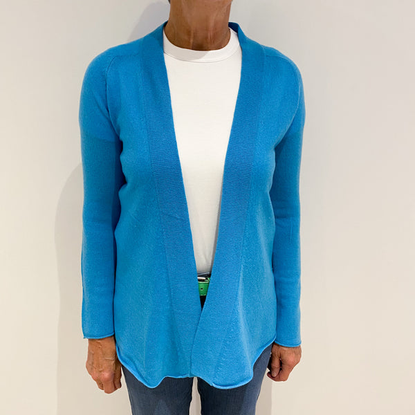 Turquoise Blue Lightweight Cashmere Edge To Edge Cardigan Medium