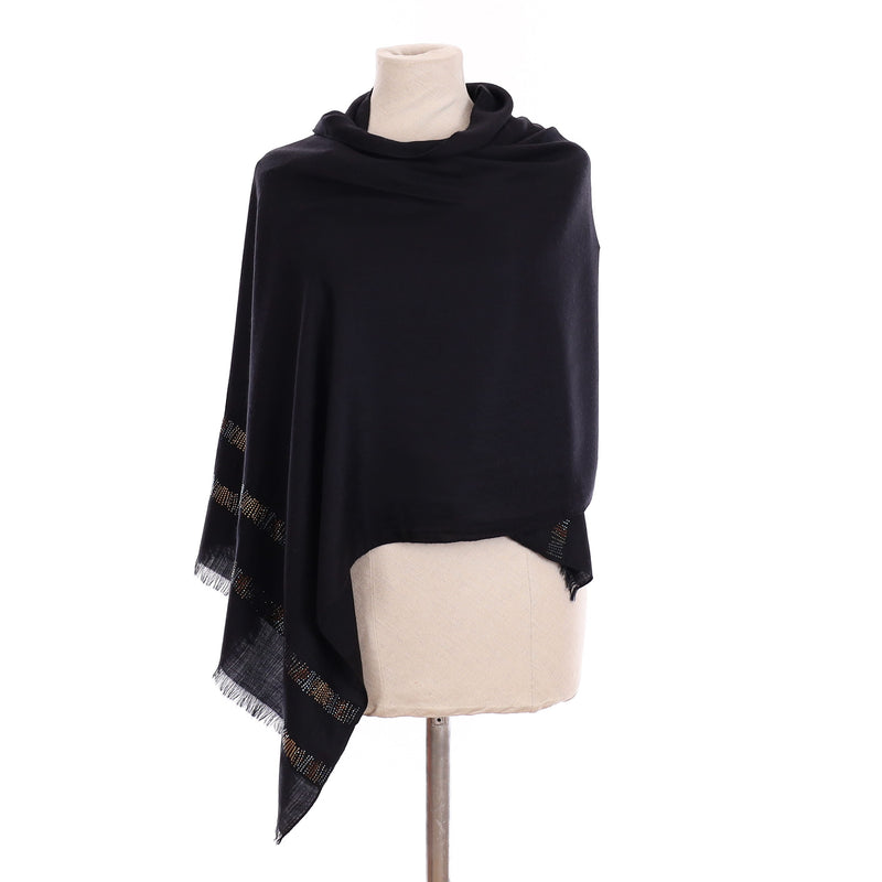 Brand New Loro Piana Cashmere Blend Black Wrap