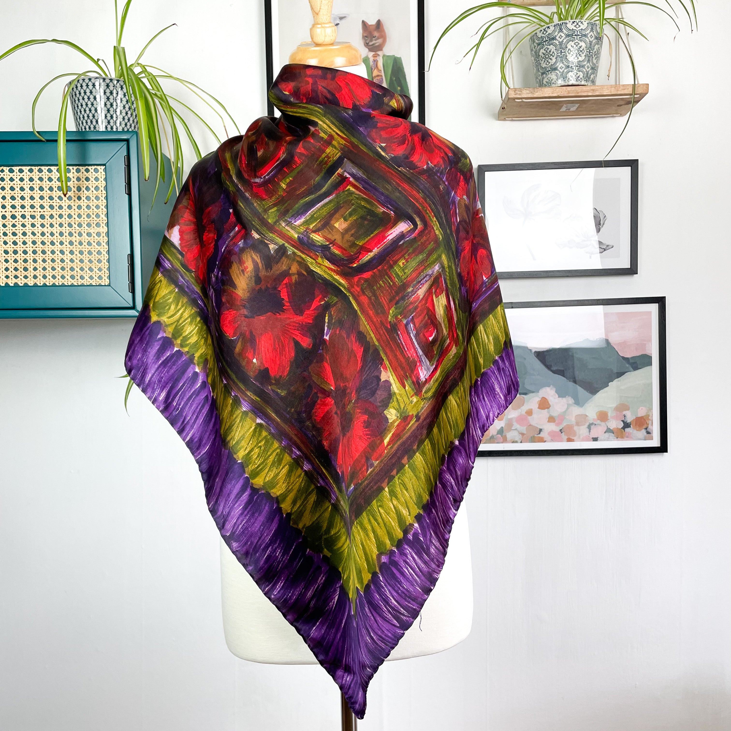 1960s Floral Vintage Silk Scarf