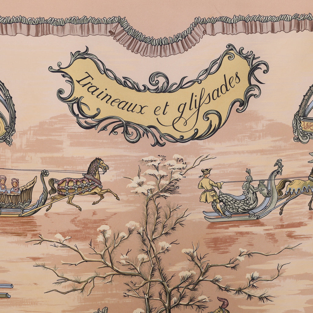 Hermès Traineaux Et Glissades Silk Scarf