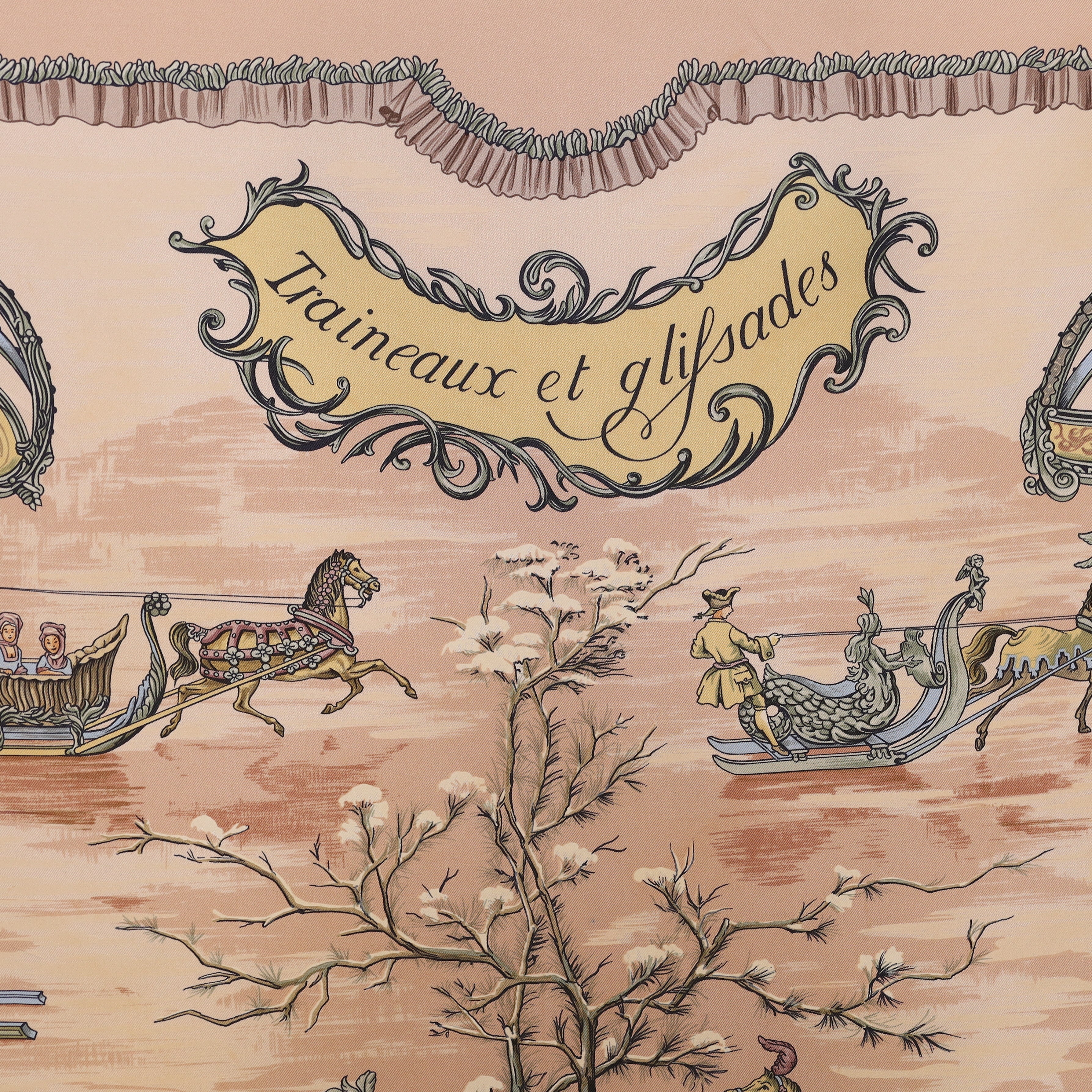 Hermès Traineaux Et Glissades Silk Scarf