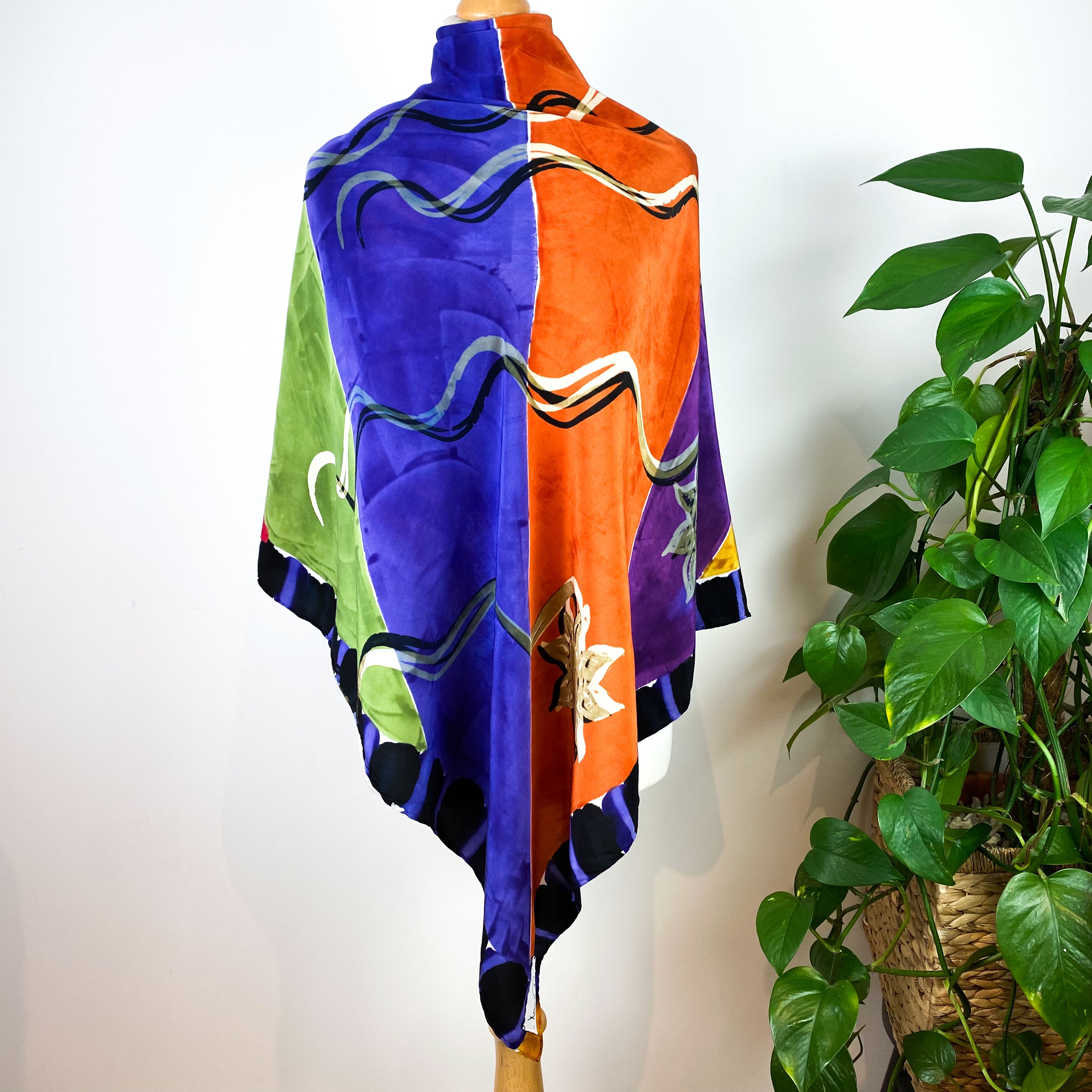 Extra Large Abstract Colourful Silk Scarf