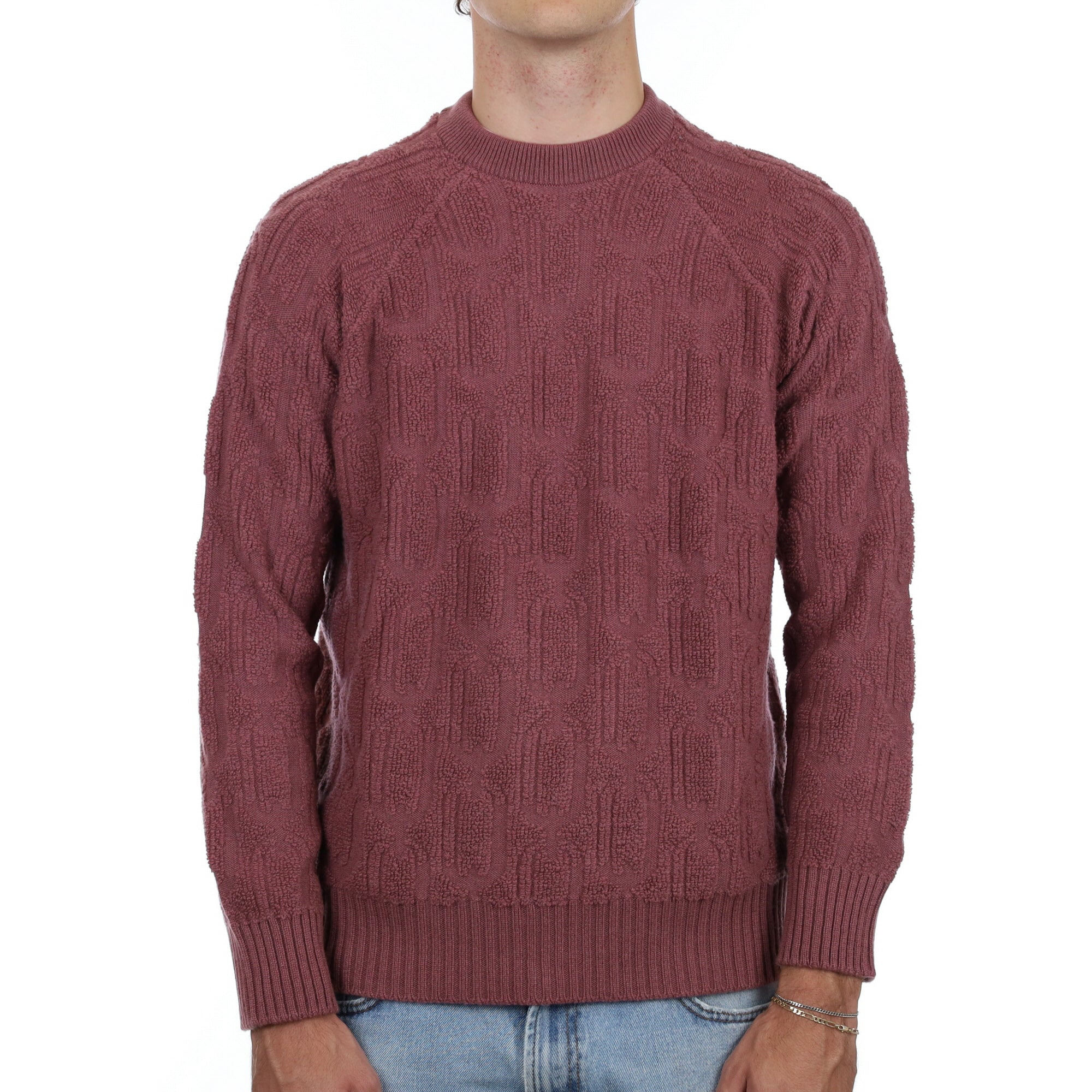 Men’s Brand New Scottish Heather Purple Textured Cashmere Crew Neck Jumper Medium