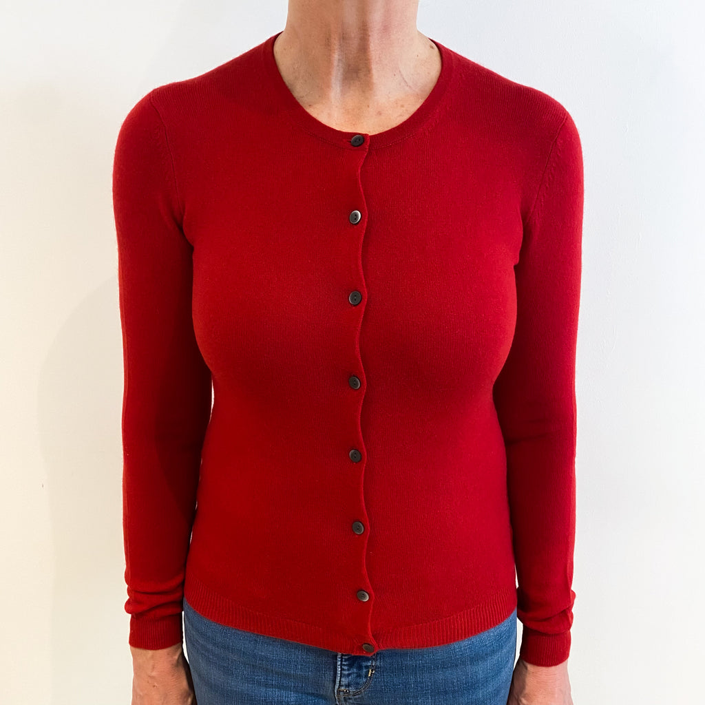 Scarlet Red Cashmere Cardigan Medium