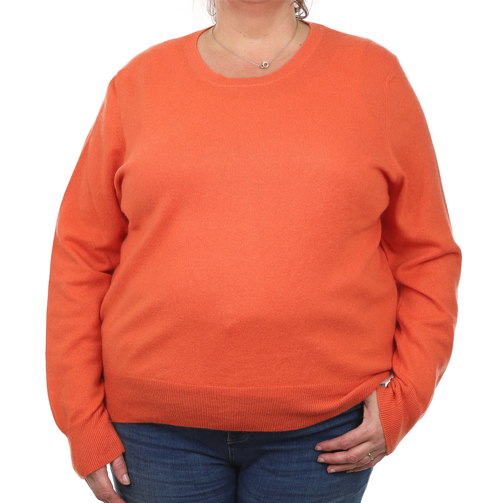 Sunset Orange Cashmere Crew Neck Jumper XXL