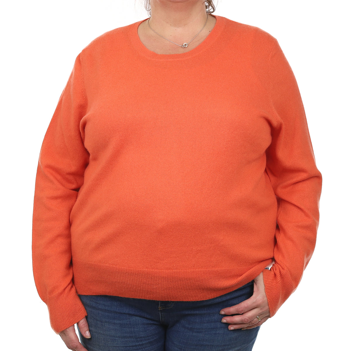 Sunset Orange Cashmere Crew Neck Jumper XXL