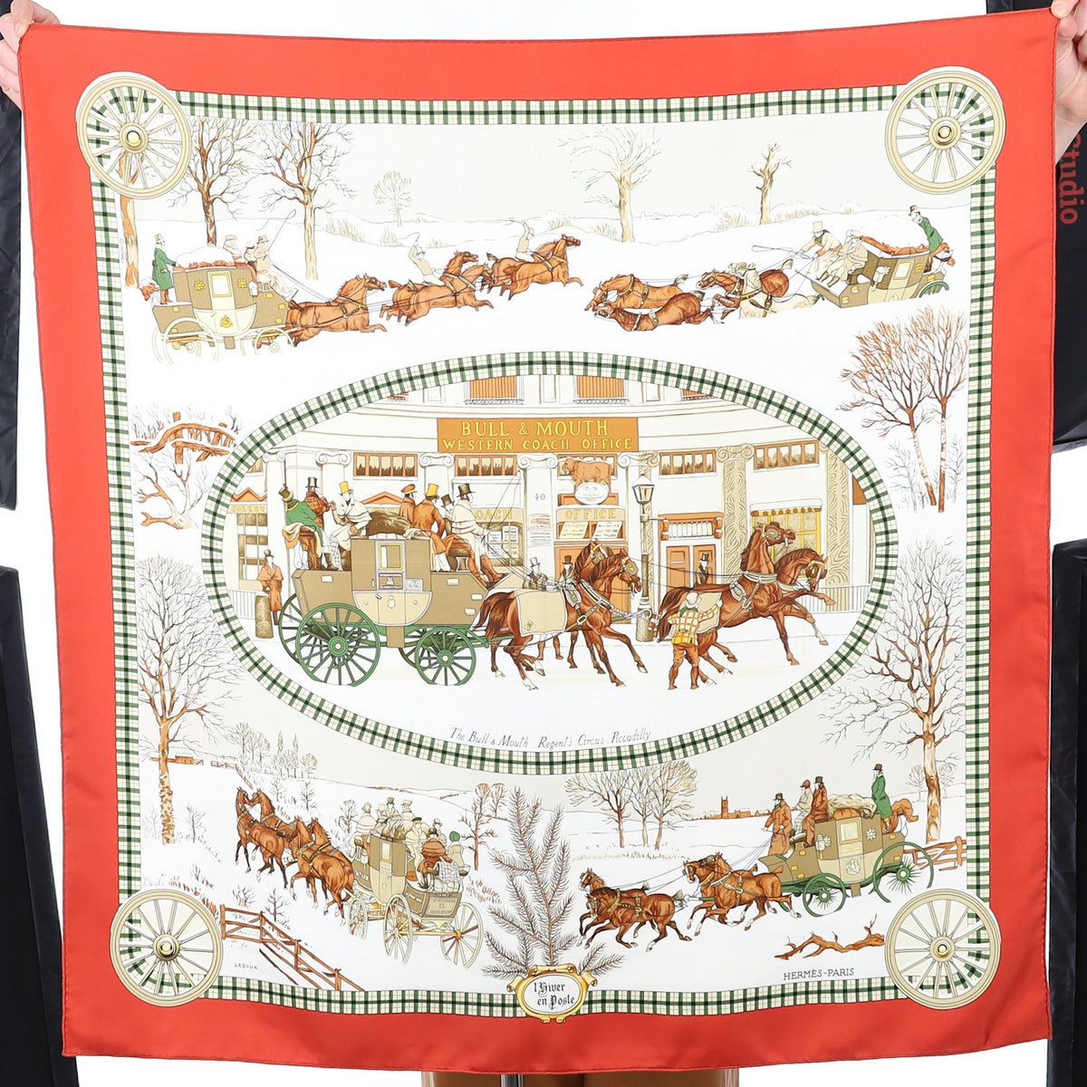Hermès L’Hiver en Poste Silk Scarf