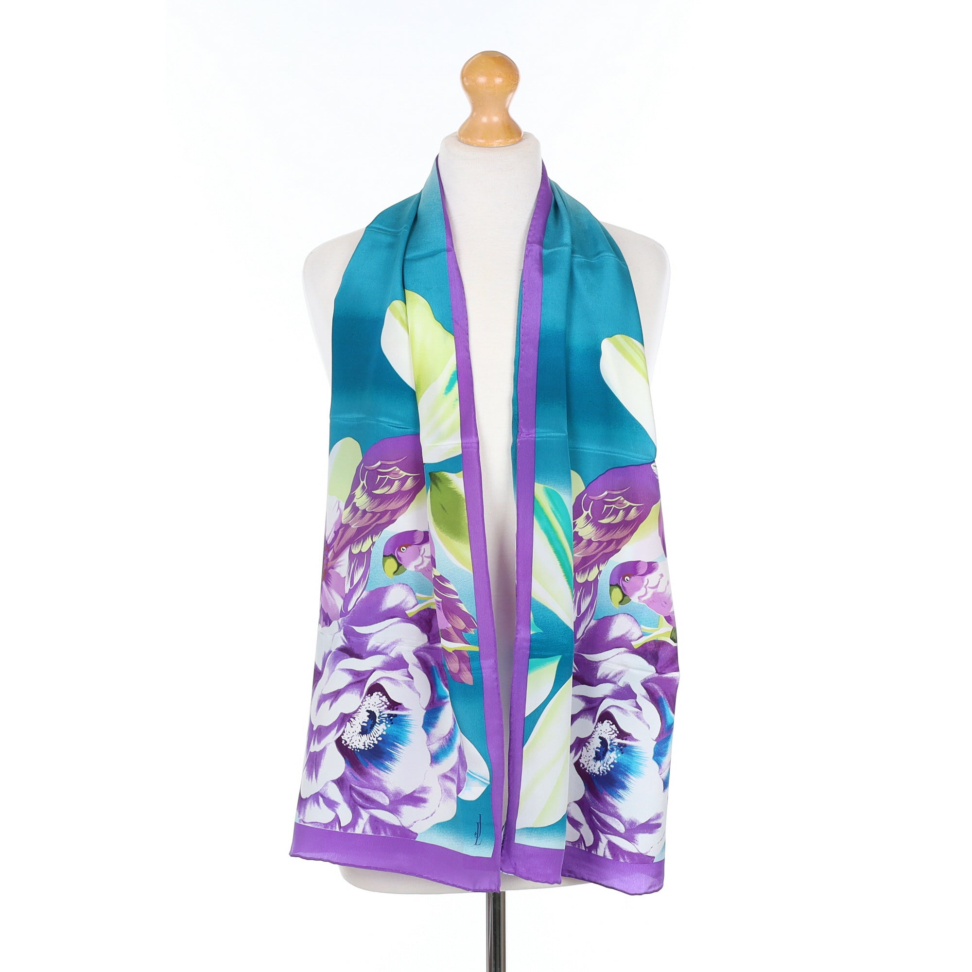 Brand New Jammers & Leufgen Purple Floral Silk Scarf