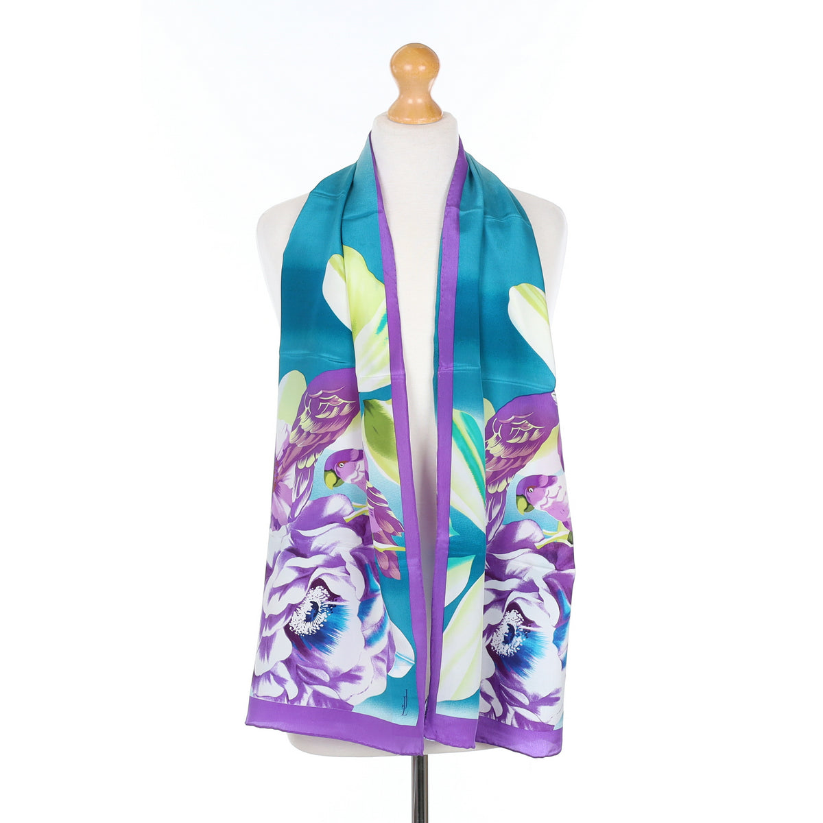 Brand New Purple Floral Silk Scarf
