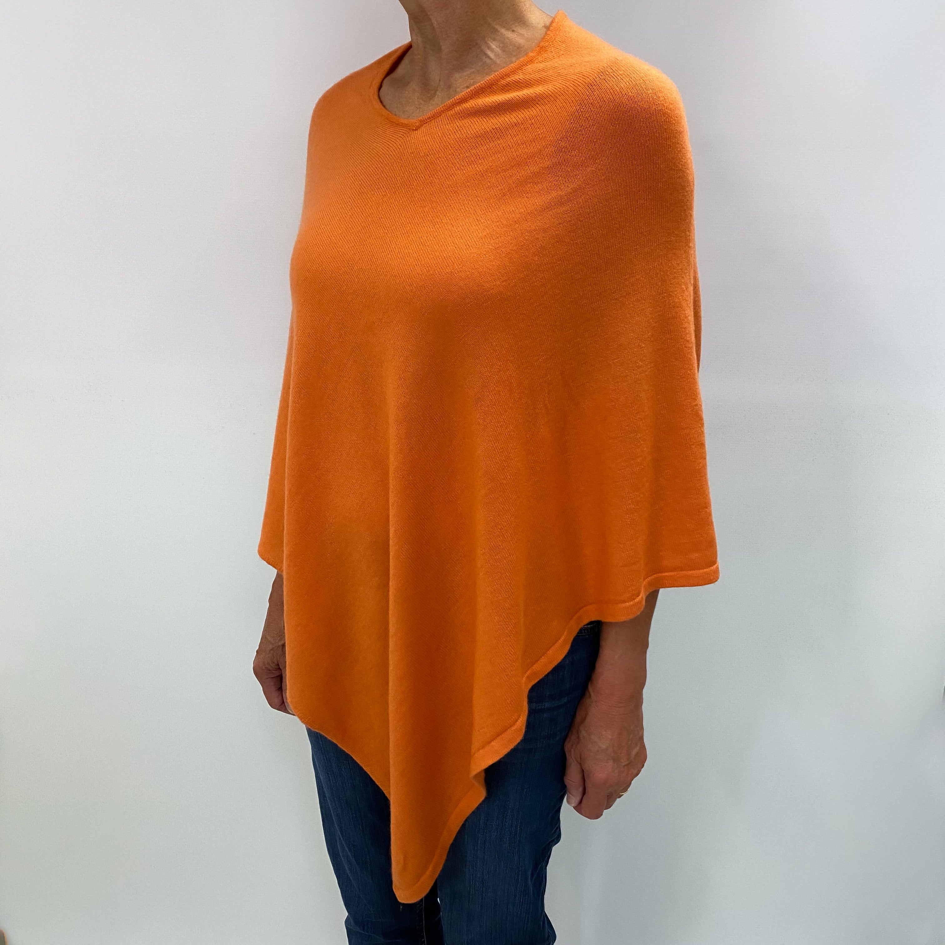 Pumpkin Orange Cashmere Poncho One Size