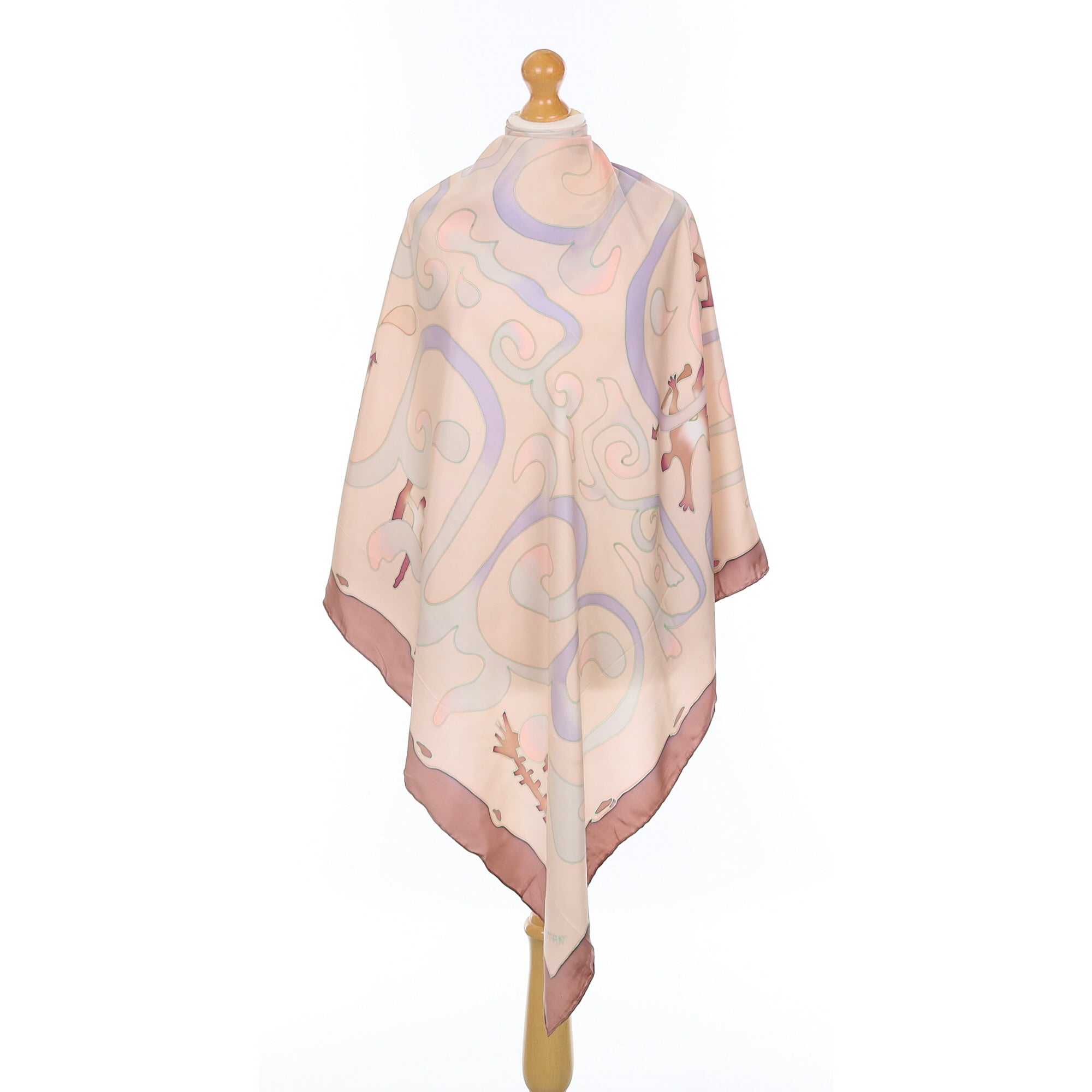 Hand Painted Style Pastel Silk Scarf