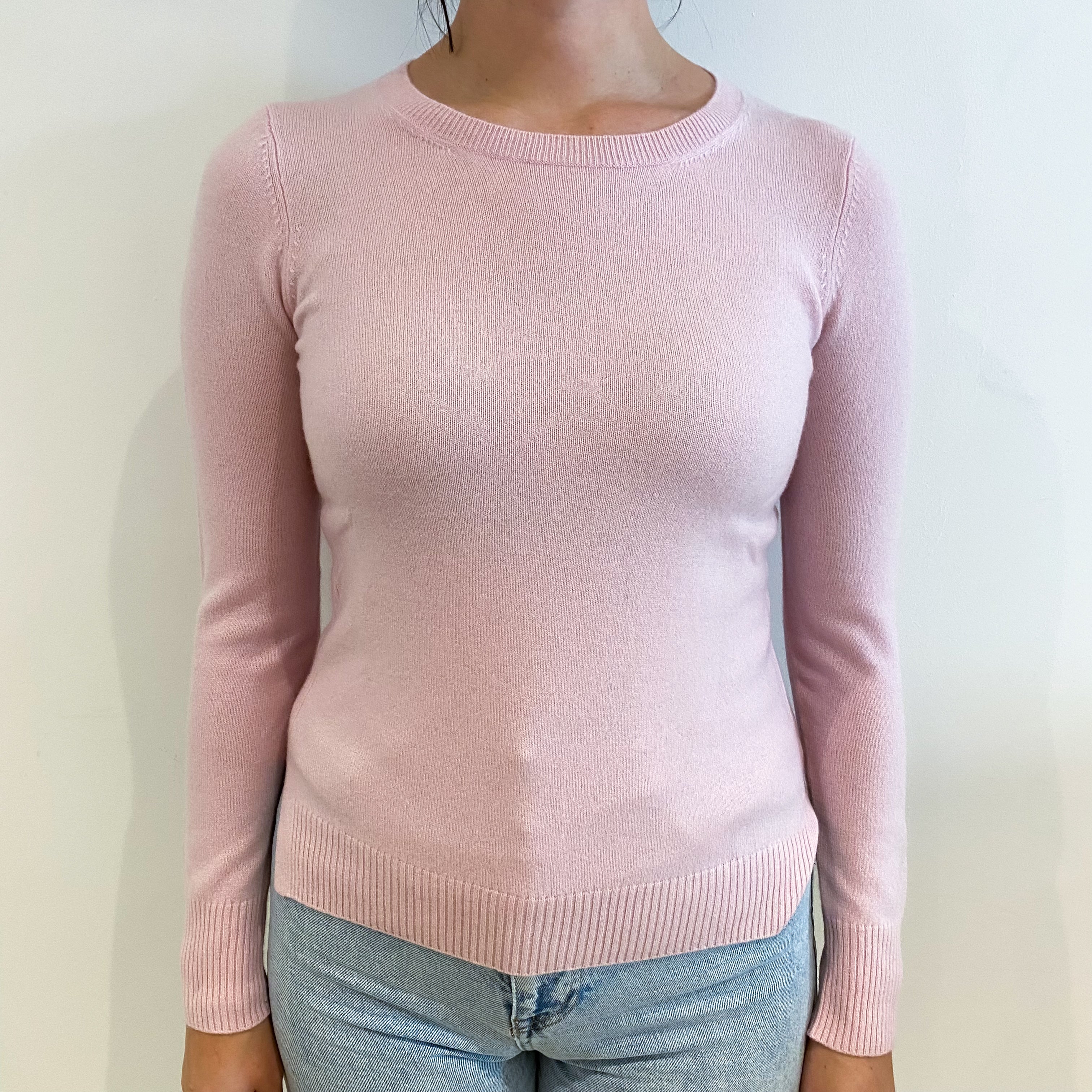 Baby Pink Tunic Style Crew Neck Jumper Small