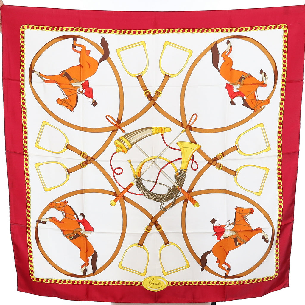 Brand New Gucci Equestrian Vintage Silk Scarf