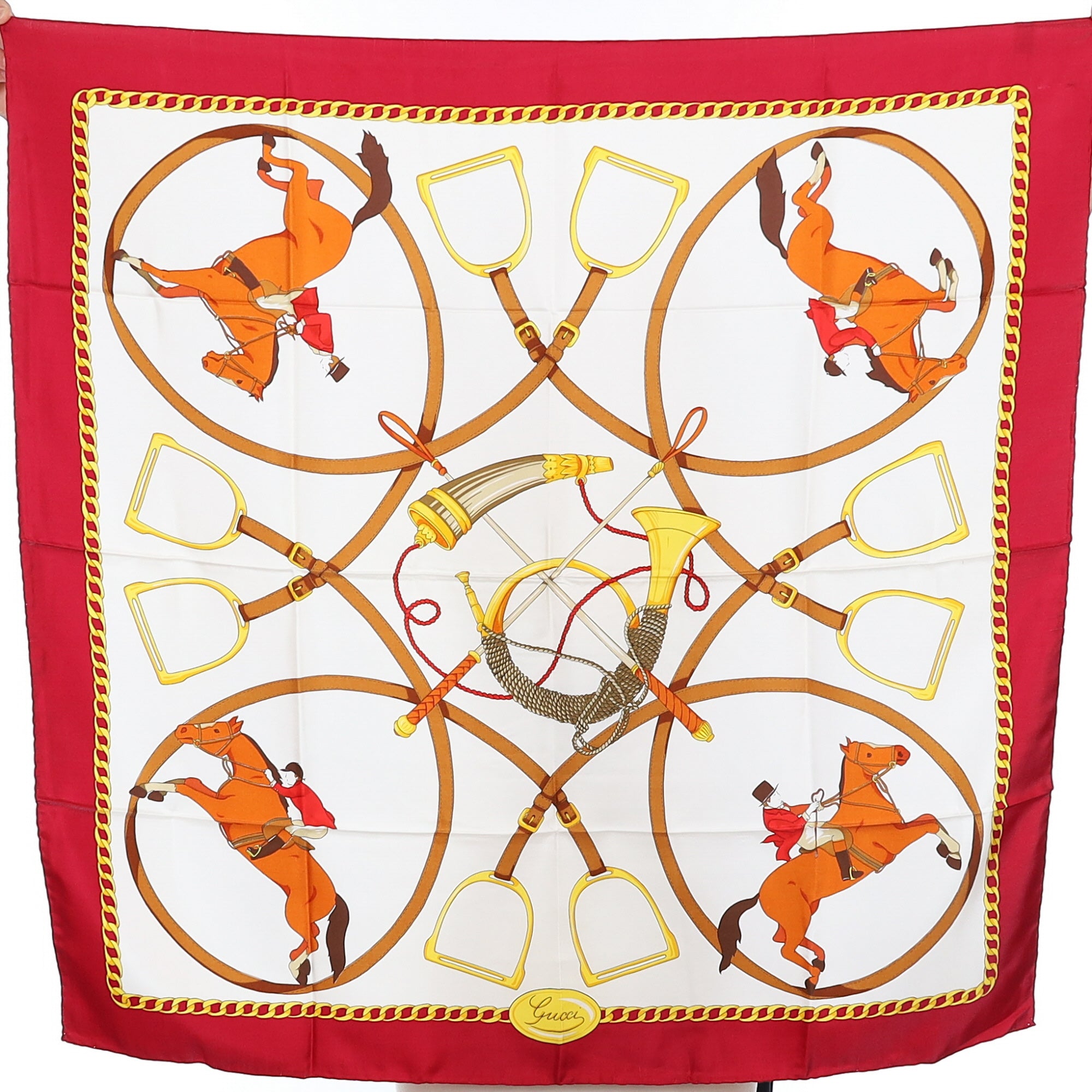 Brand New Gucci Equestrian Vintage Silk Scarf