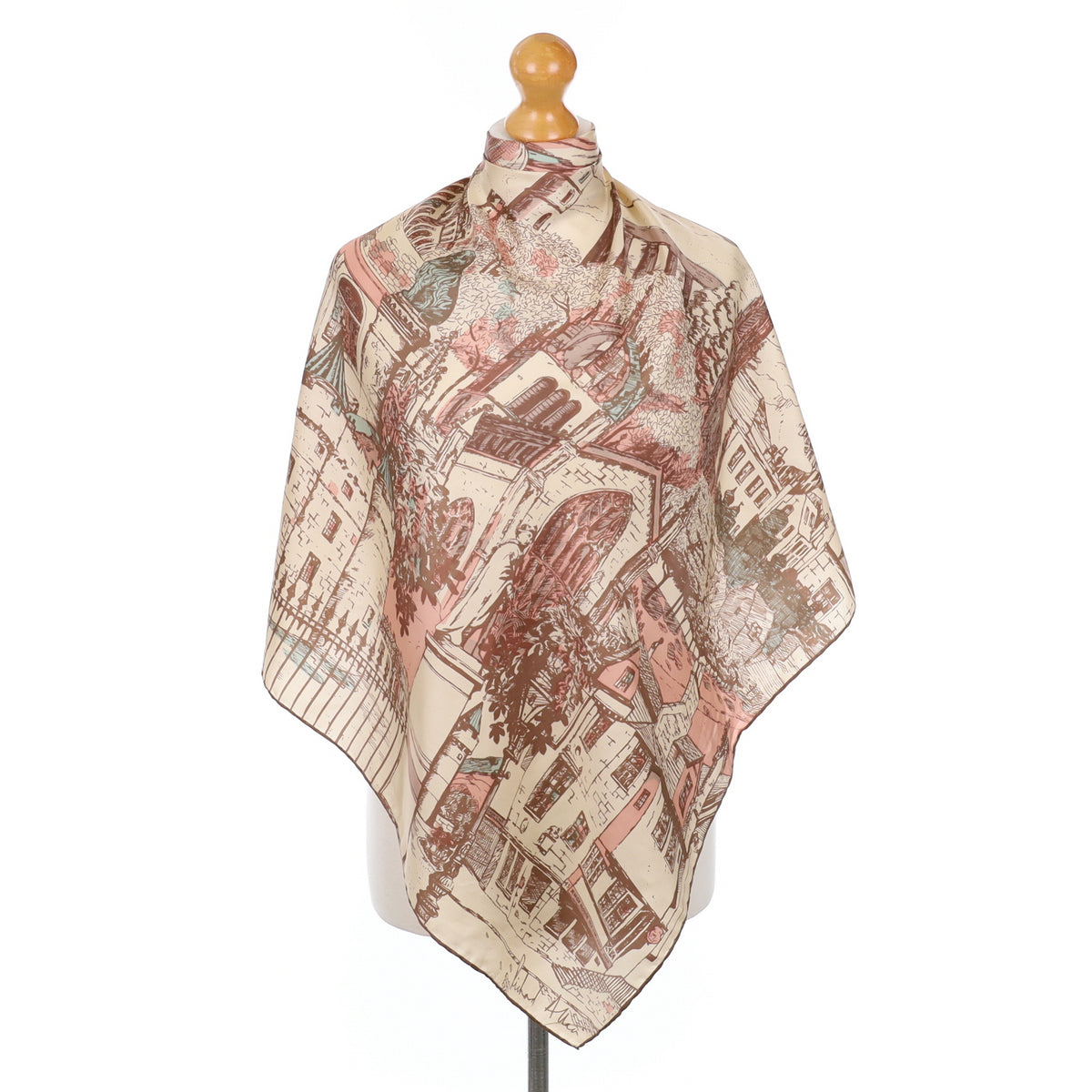 1970s Richard Allan City Scene Vintage Silk Scarf