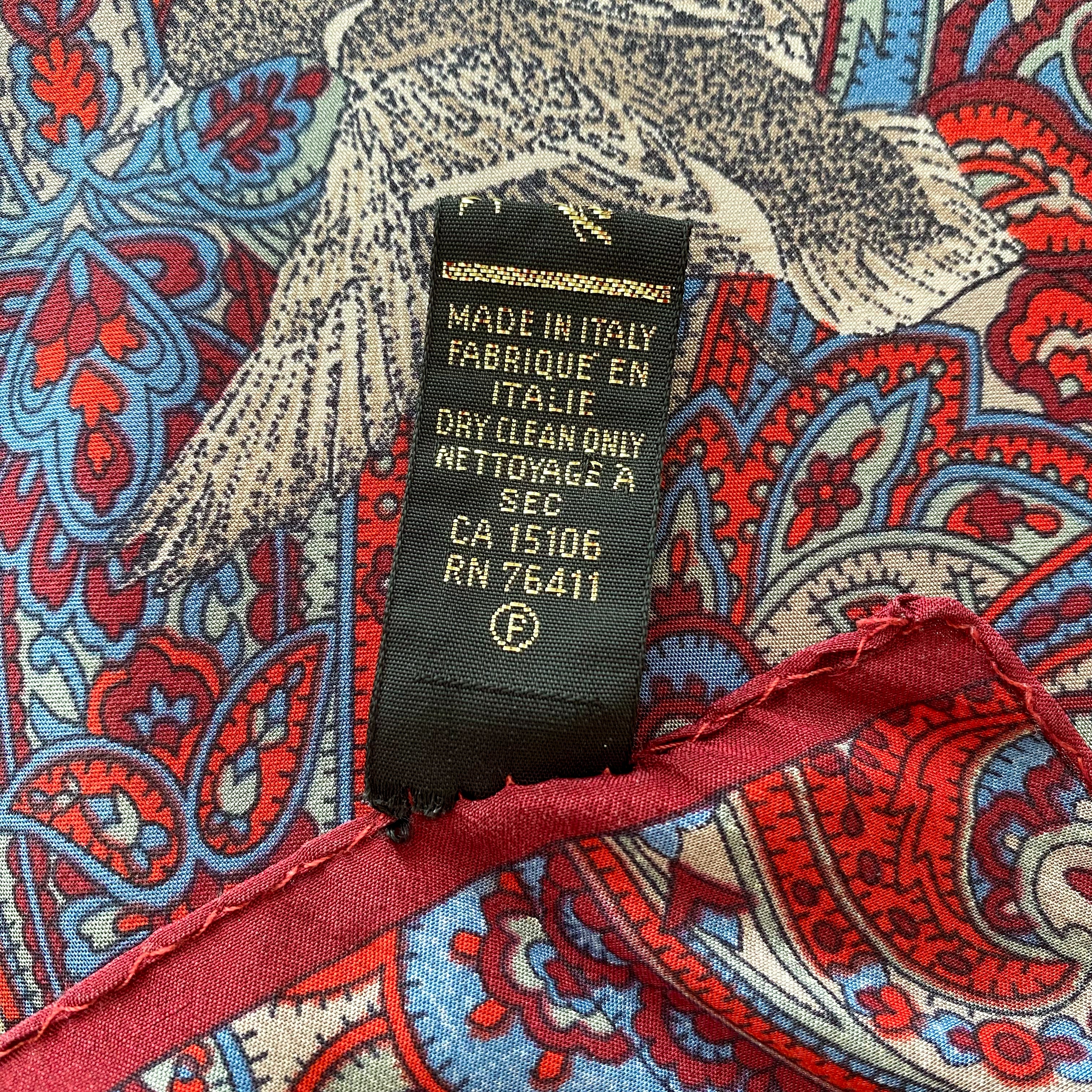 Paisley and Duck Design Vintage Silk Scarf