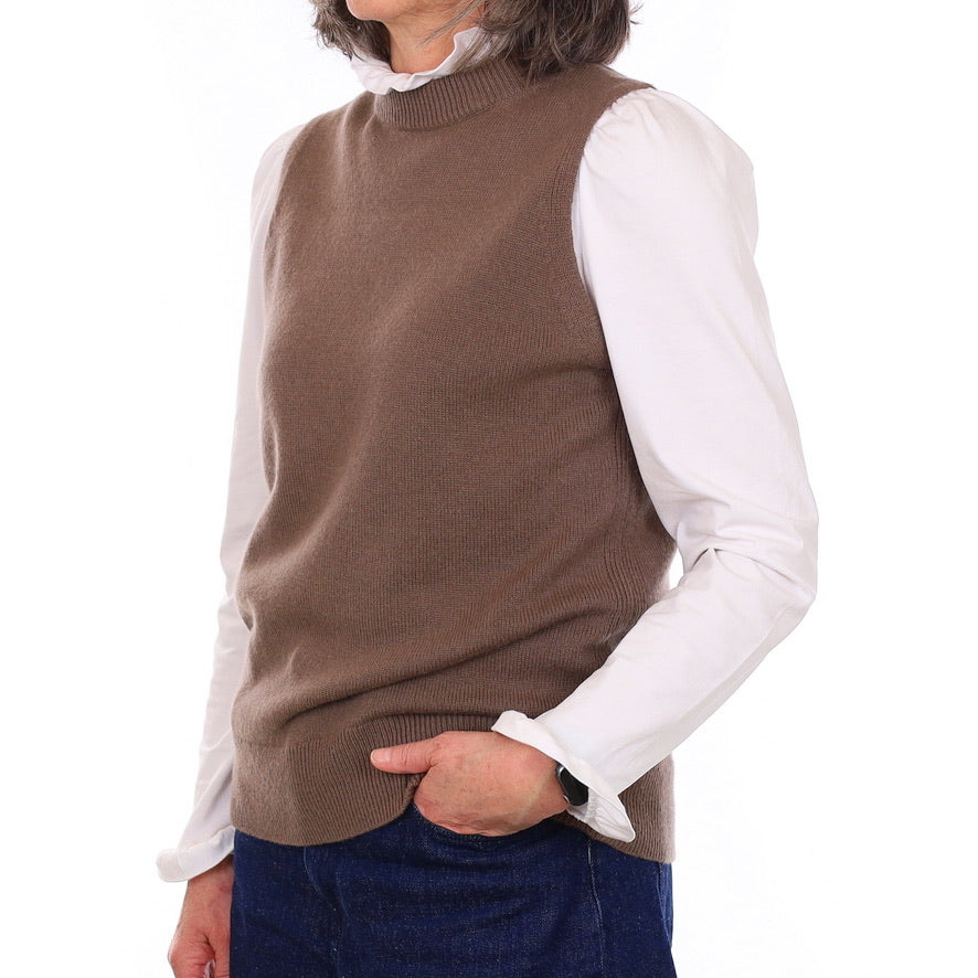 Cos Mocha Brown Heavy Knit Cashmere Crew Neck Tank Top Medium