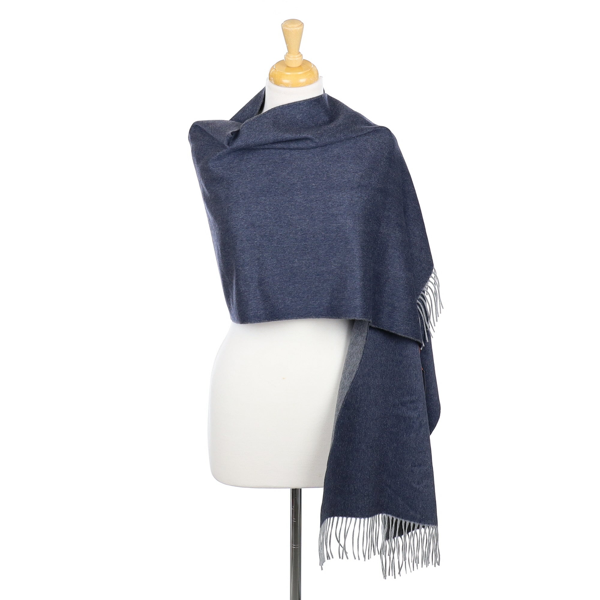 Loro Piana Brand New Two Tone Grey Cashmere Woven Wrap