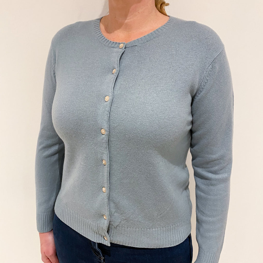 Duck Egg Blue Cashmere Cardigan Large
