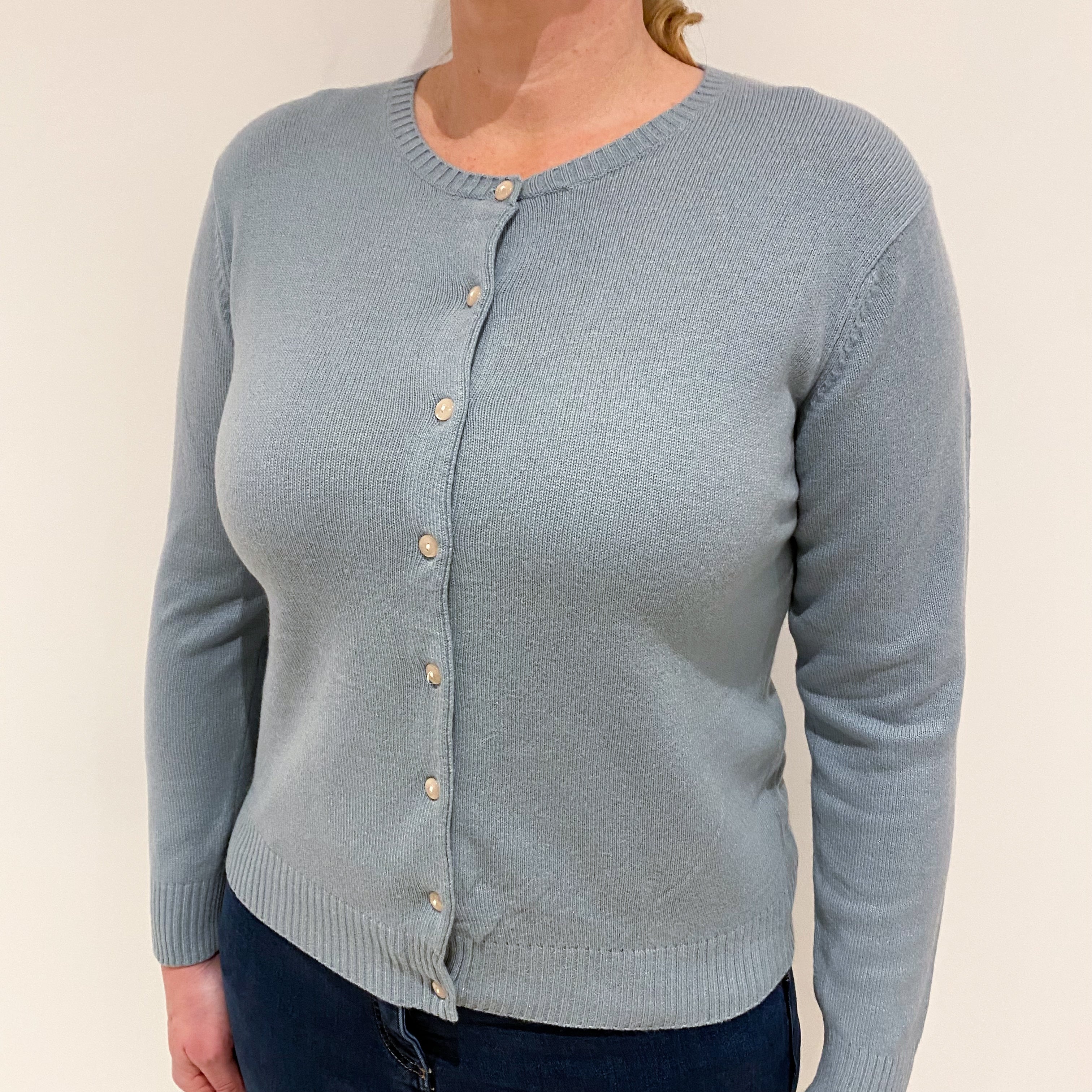 Duck Egg Blue Cashmere Cardigan Large