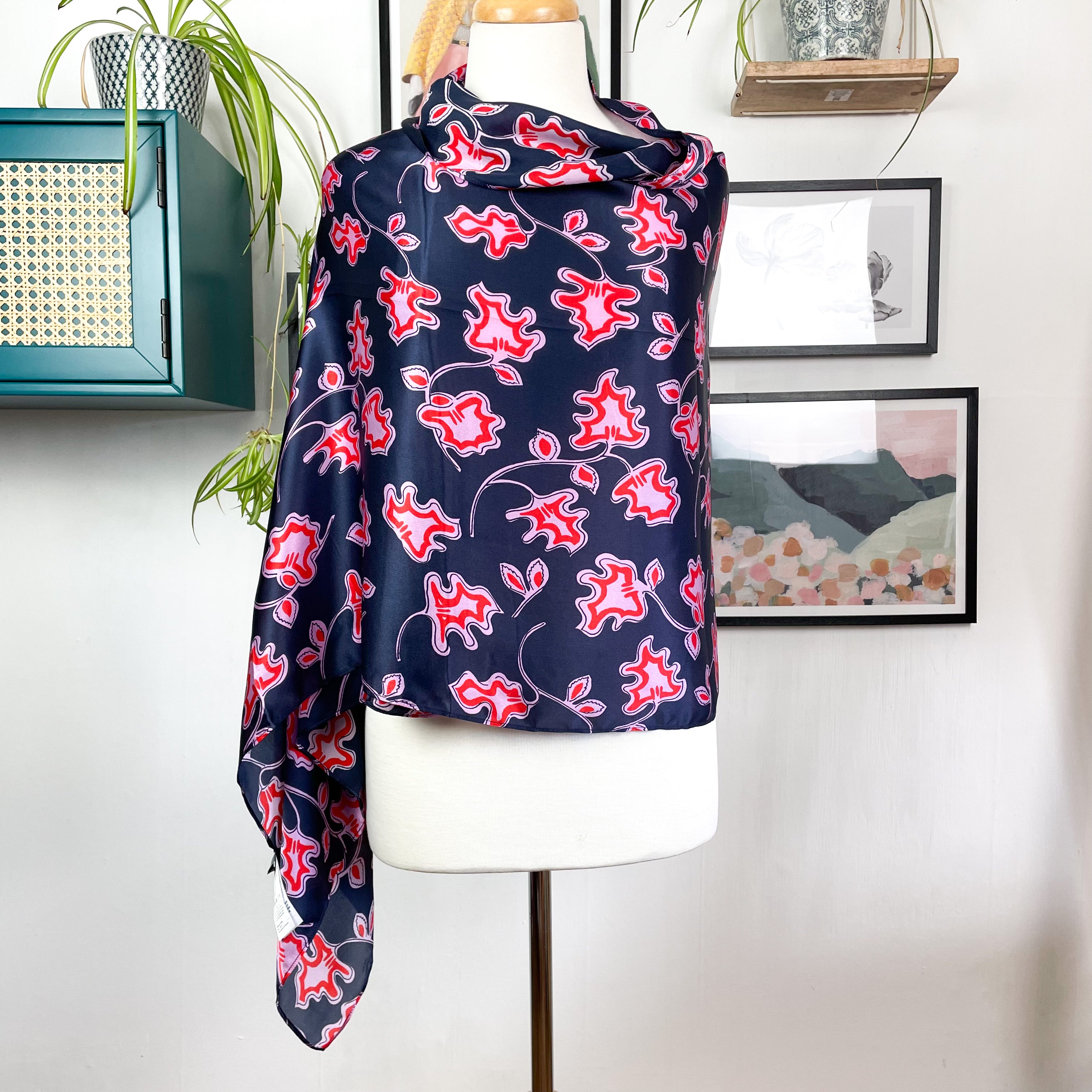 Jigsaw Wrap Style Satin Silk Scarf