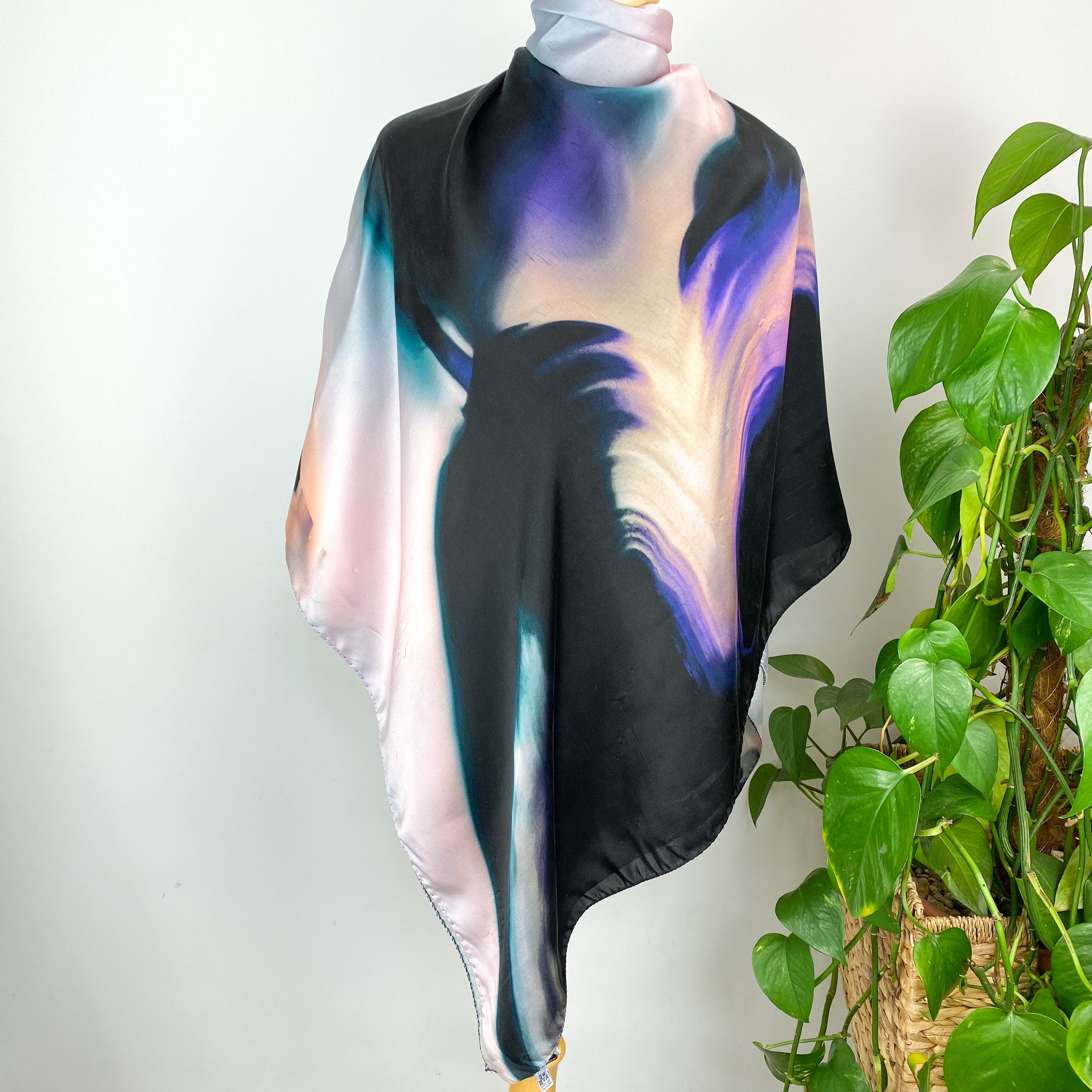 Large Abstract Swirl Silk Scarf