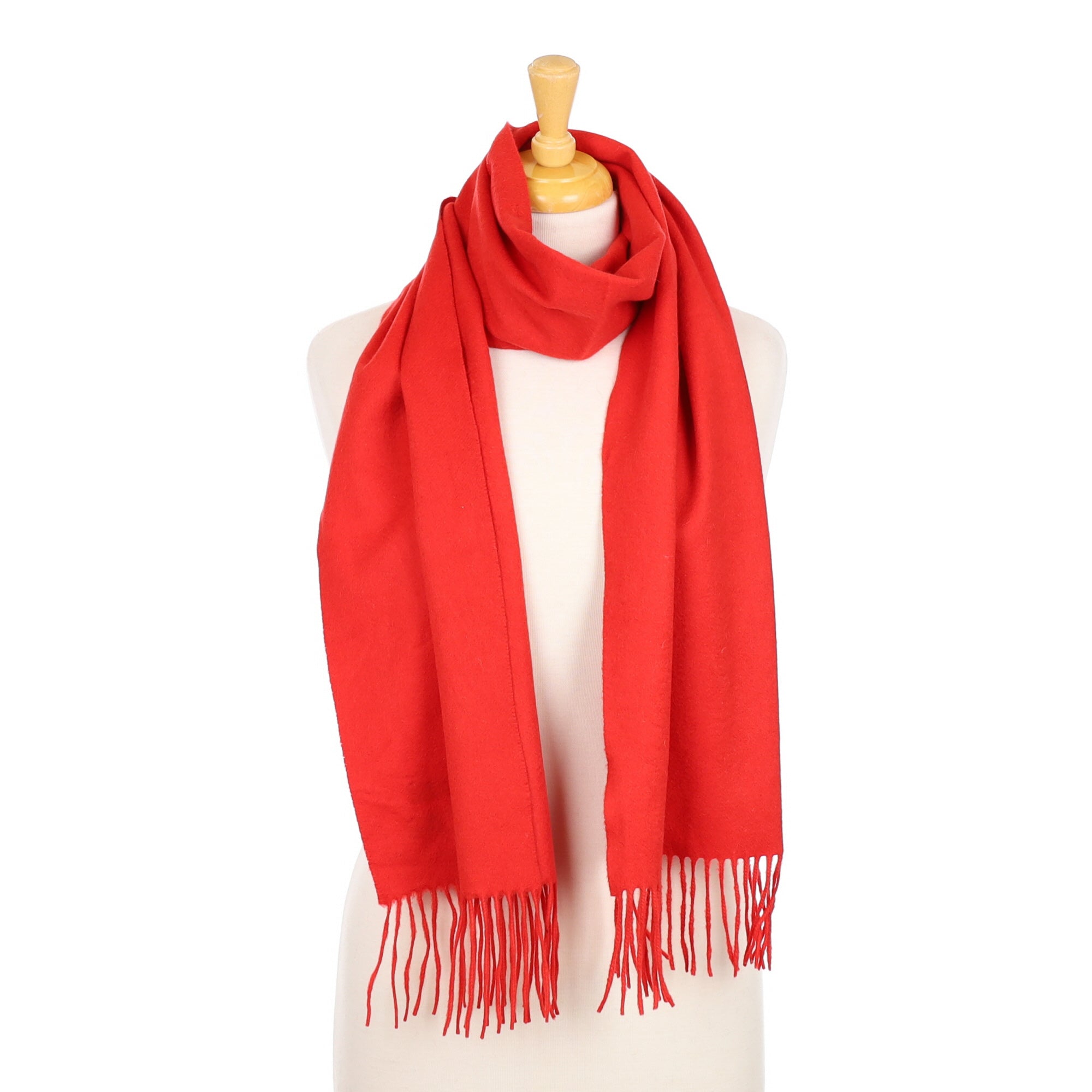Vermillion Red Italian Cashmere Woven Scarf
