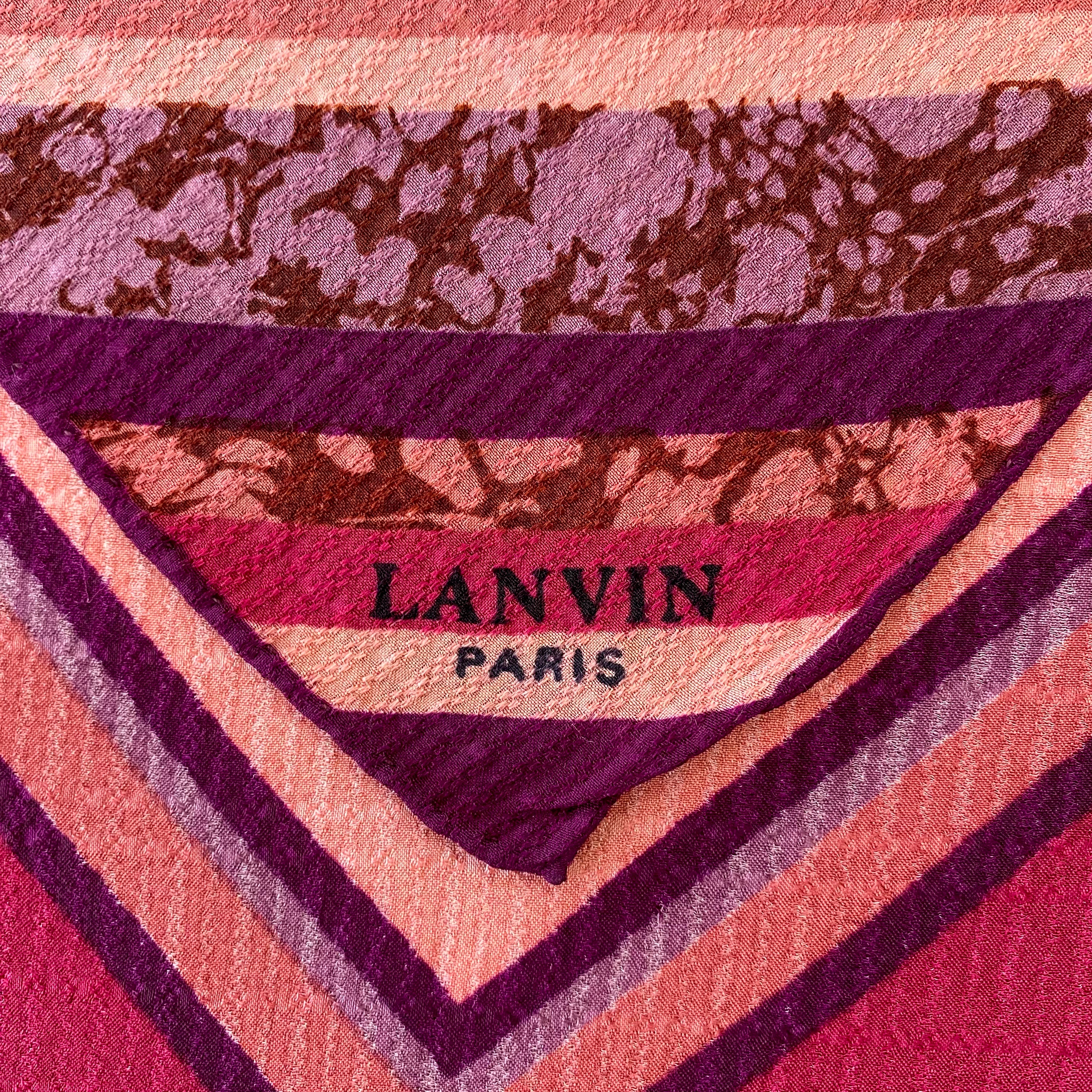 Lanvin Pink Abstract Designer Silk Scarf