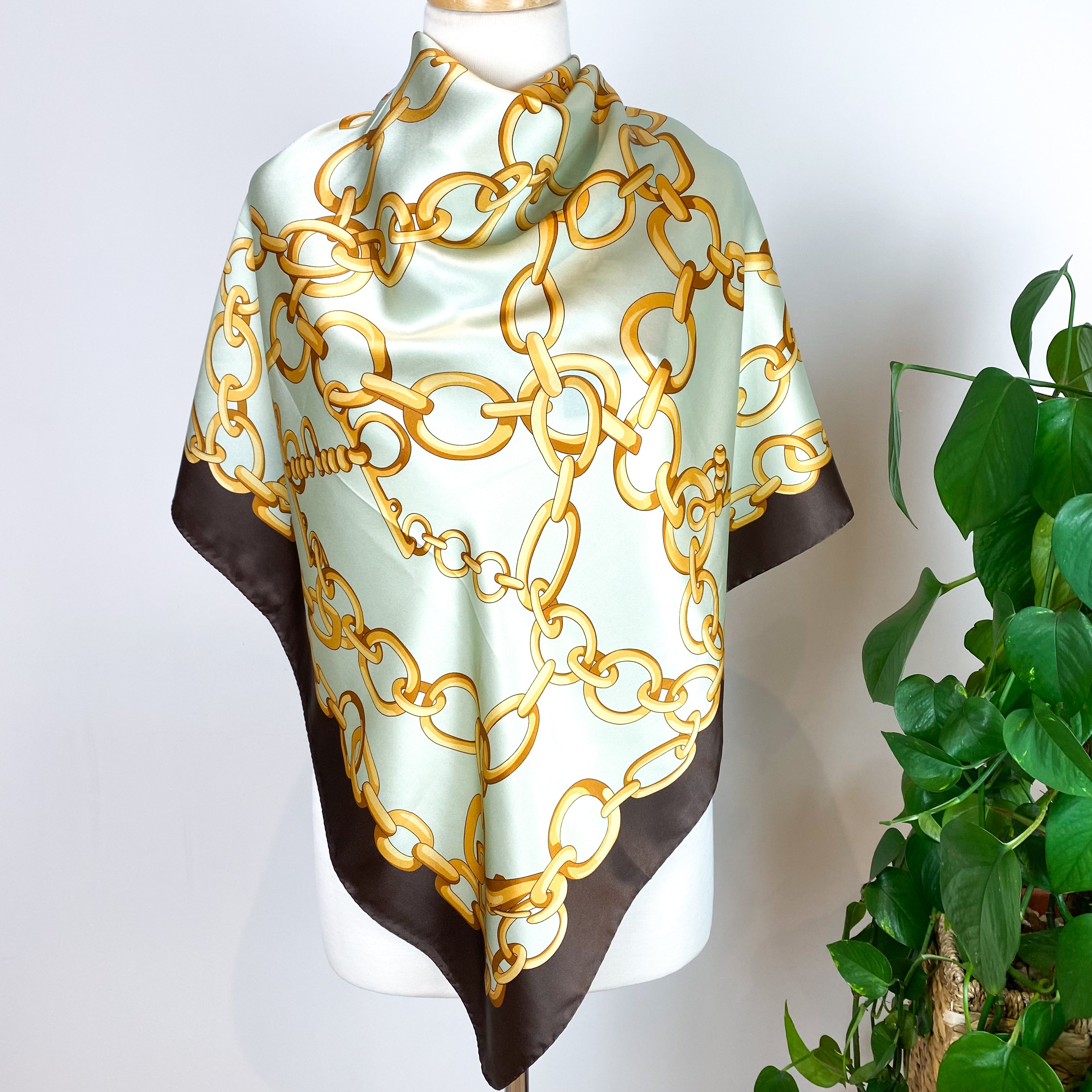 Chain Print Modern Silk Scarf