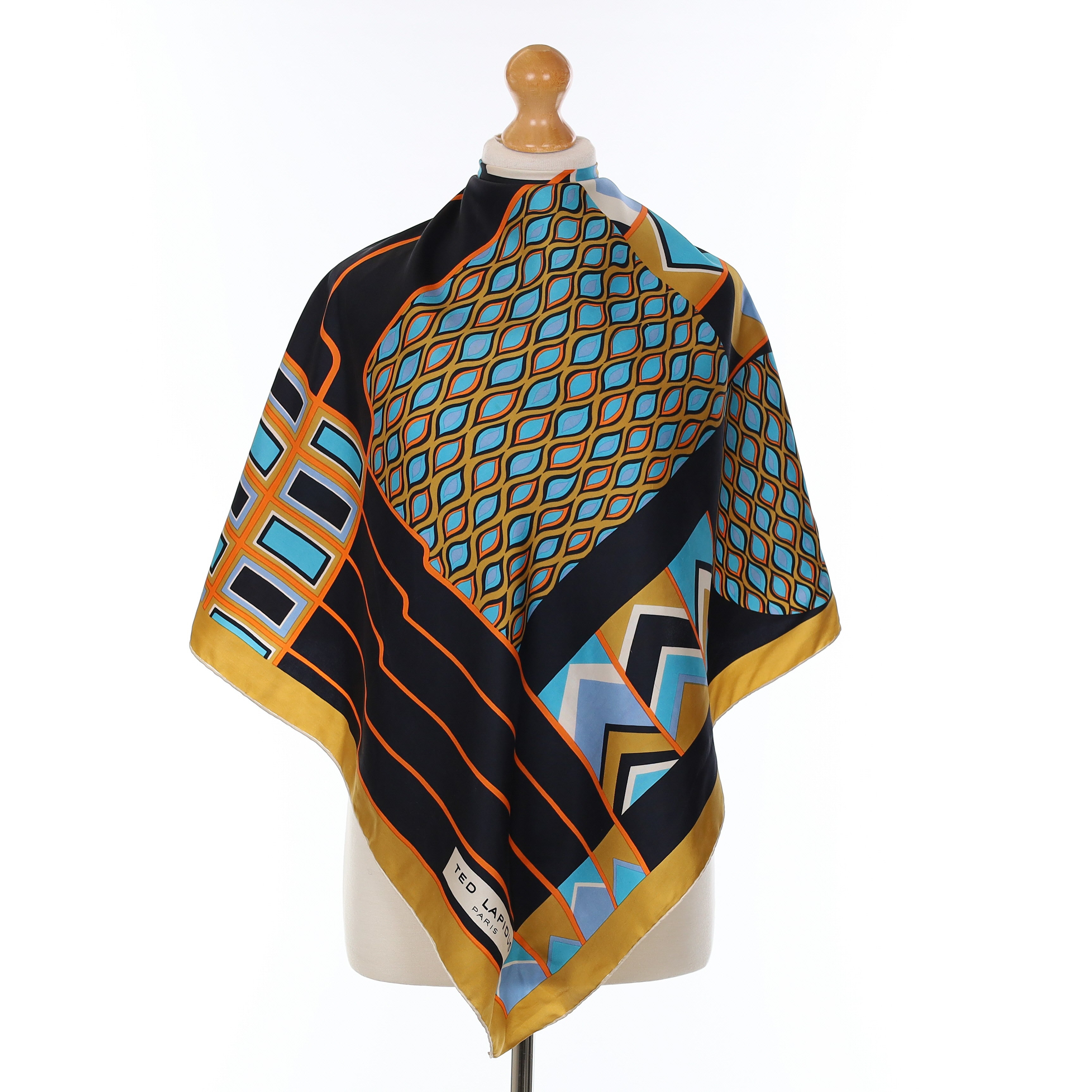 Ted Lapidus Geometric Patterned Vintage Silk Scarf