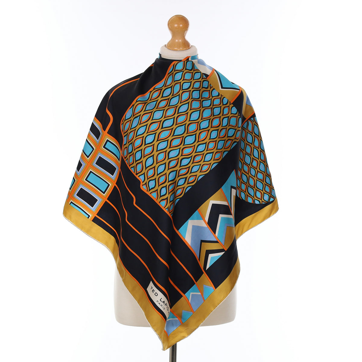 Ted Lapidus Geometric Patterned Vintage Silk Scarf
