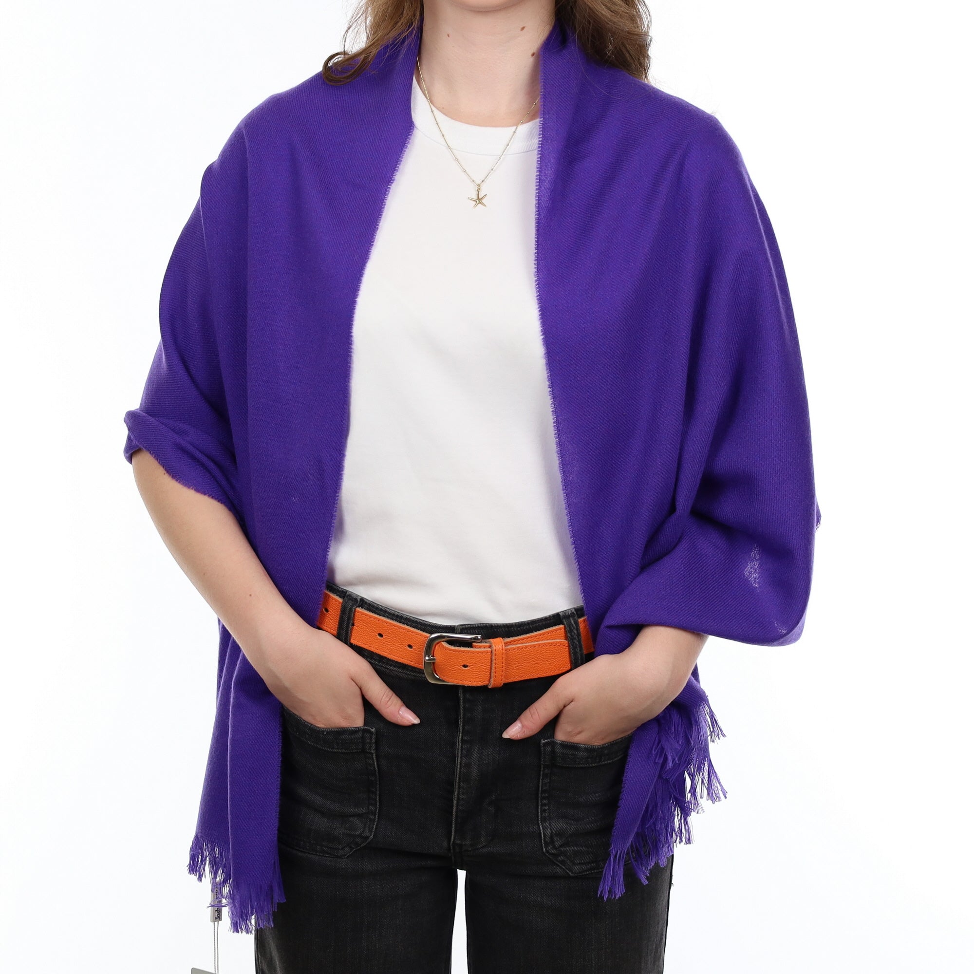 Brand New British Iris Purple Luxury Woven Cashmere Mini Wrap