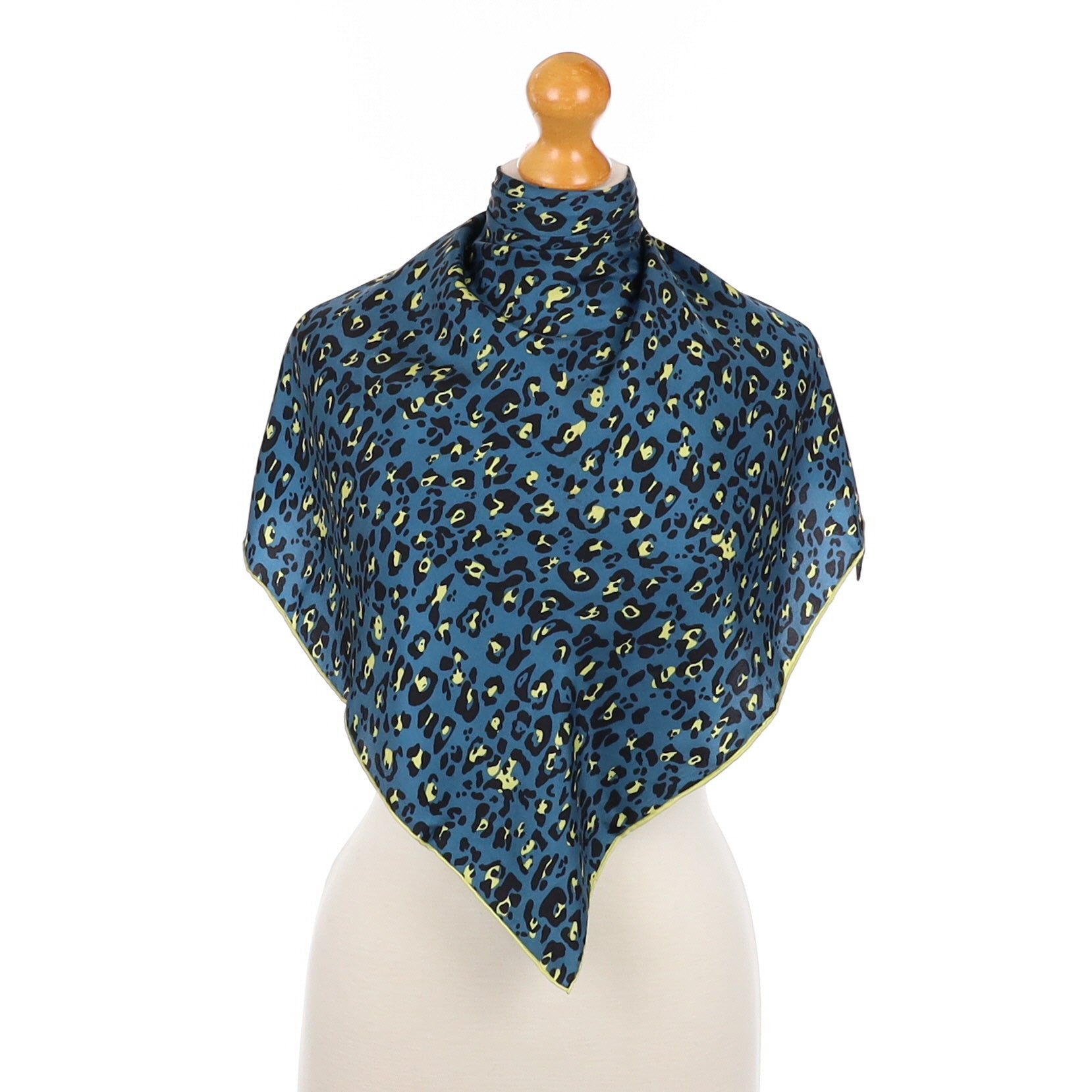 Blue Animal Print Silk Scarf