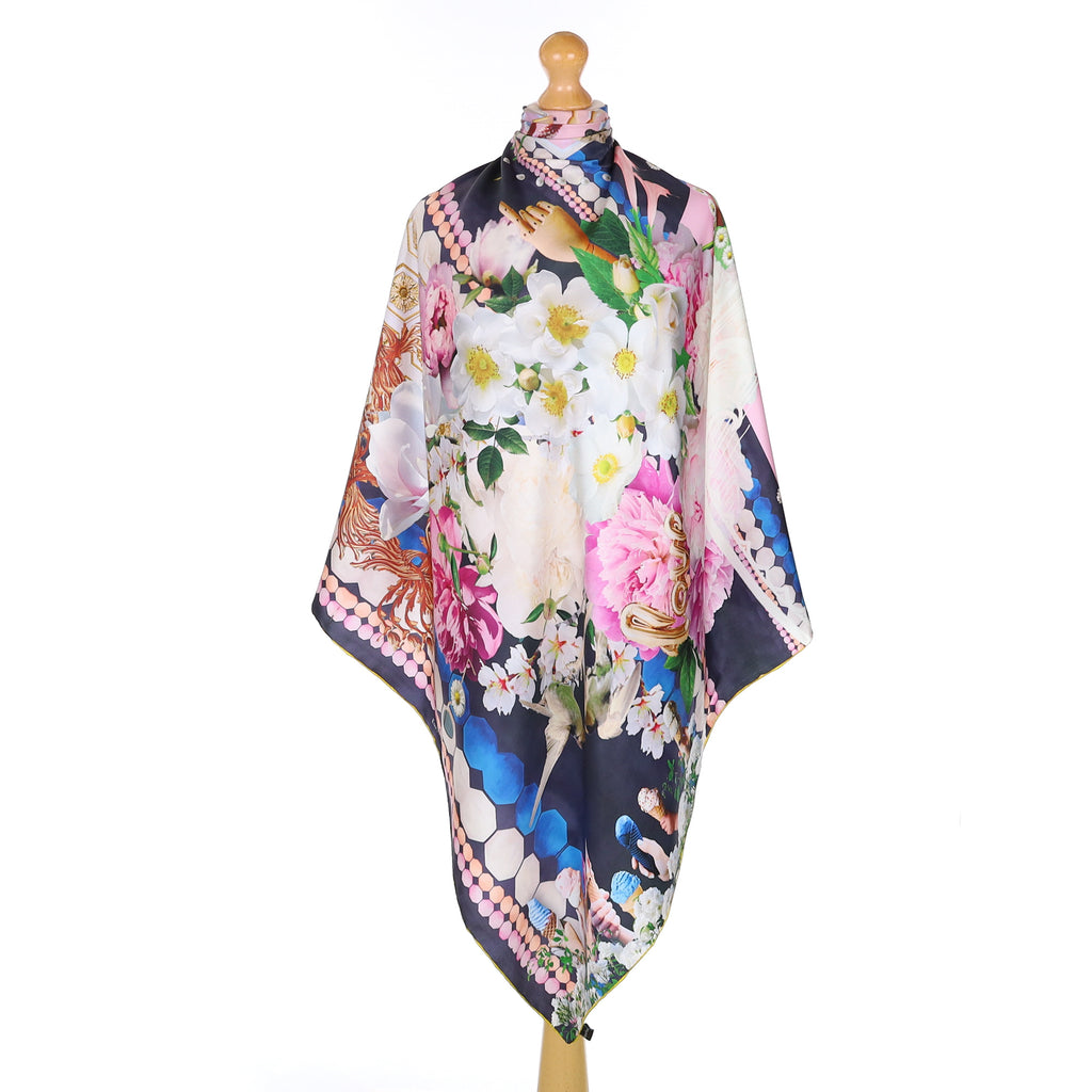 Artistic Floral Silk Scarf