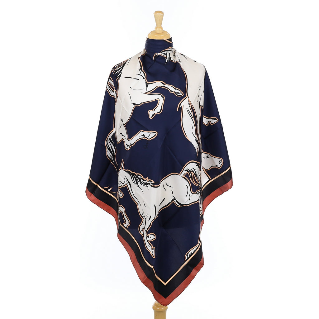 Brand New Olivia von Halle White Horses Silk Scarf