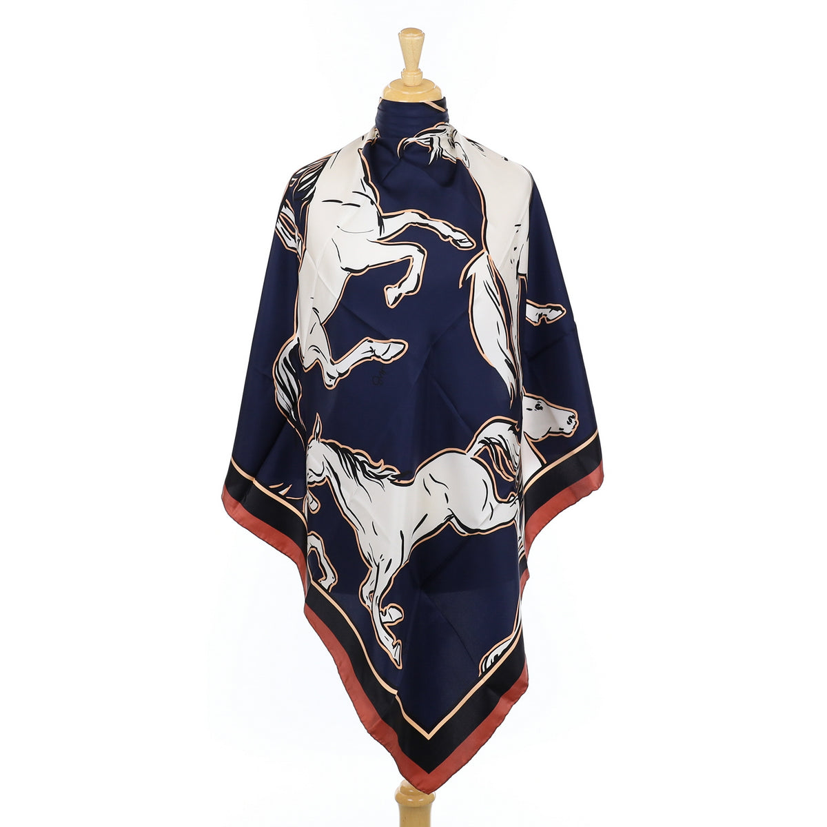 Brand New Olivia von Halle White Horses Silk Scarf