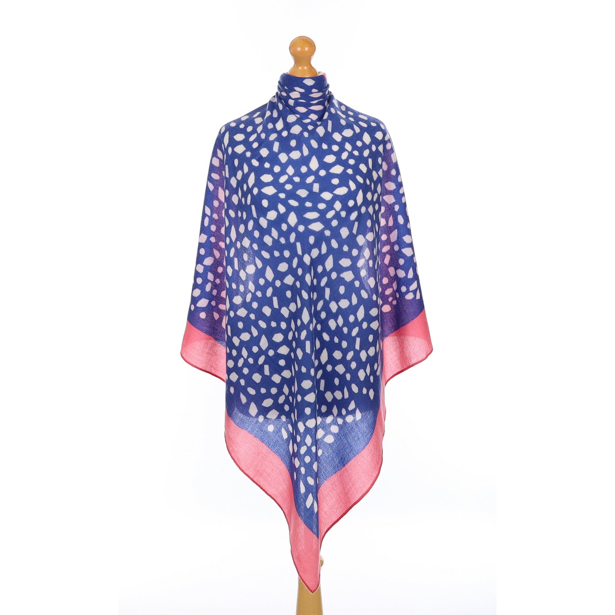 Eric Bompard Blue and Pink Cashmere Scarf