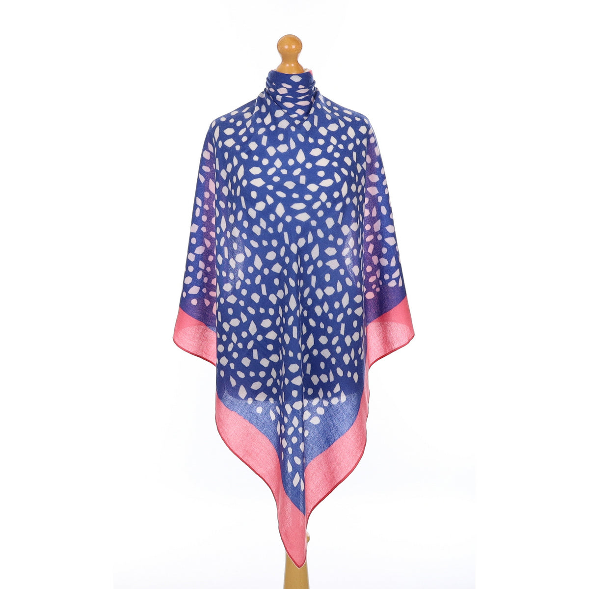 Eric Bompard Blue and Pink Cashmere Scarf
