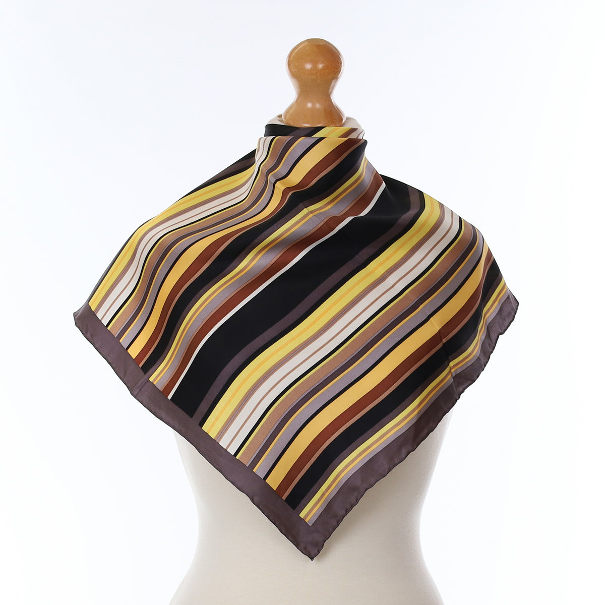 Brand New Brown Striped Silk Scarf