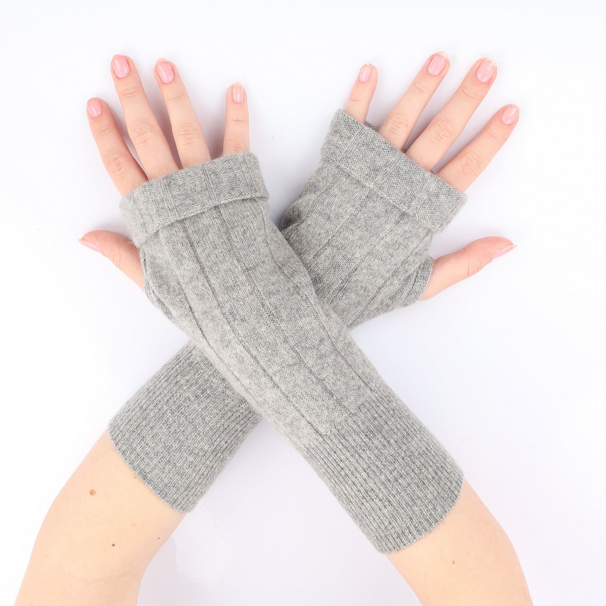 Smoke Grey Rib Fingerless Gloves
