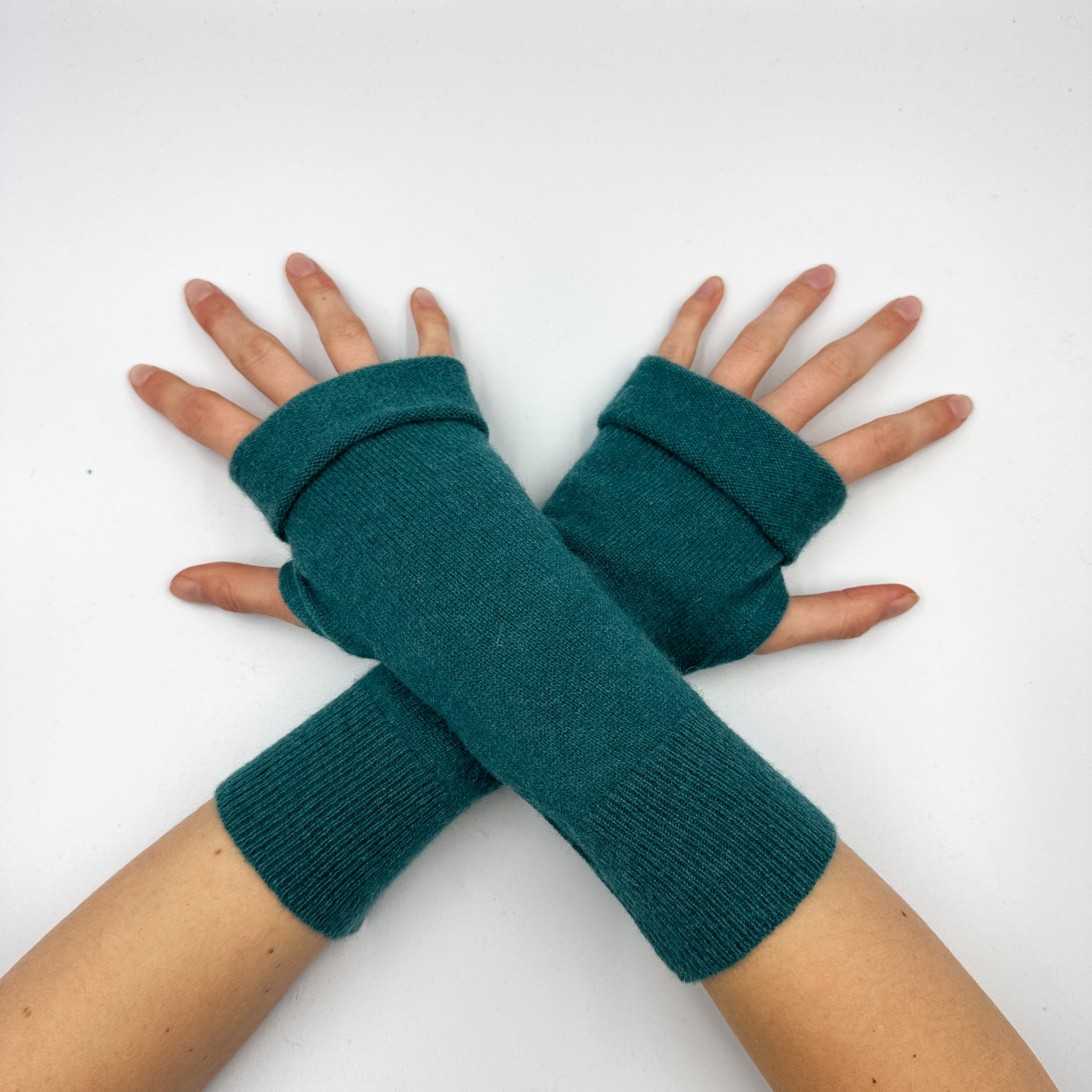 Sea Green Cashmere Fingerless Gloves