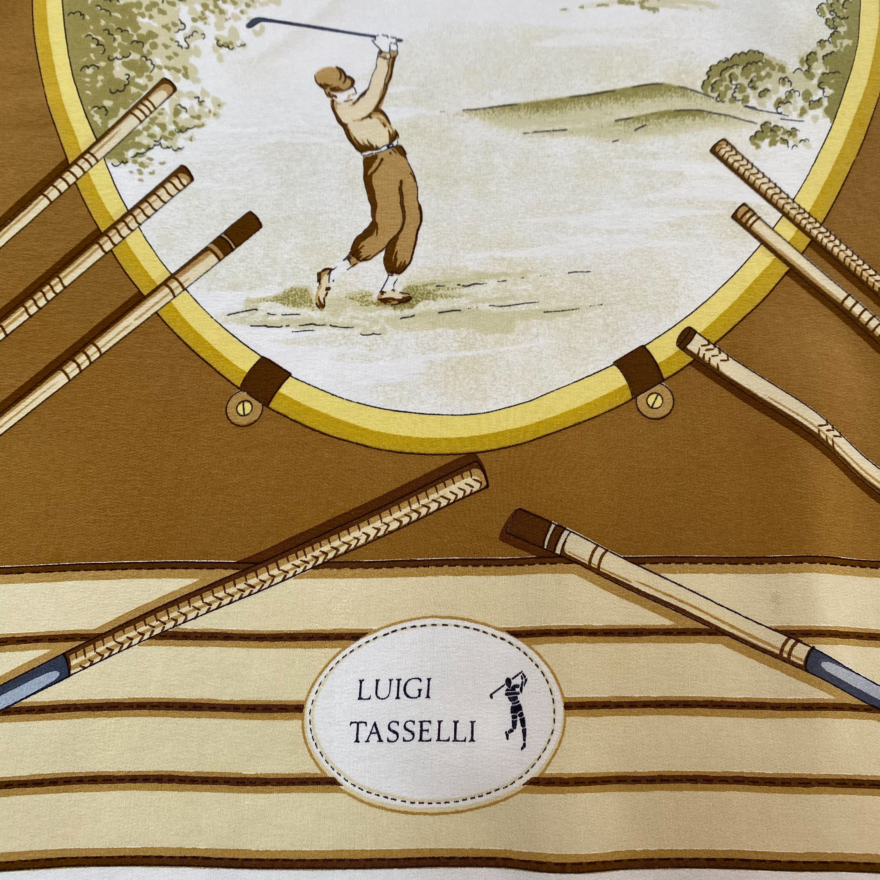 Vintage Luigi Tasselli Golfing Silk Scarf