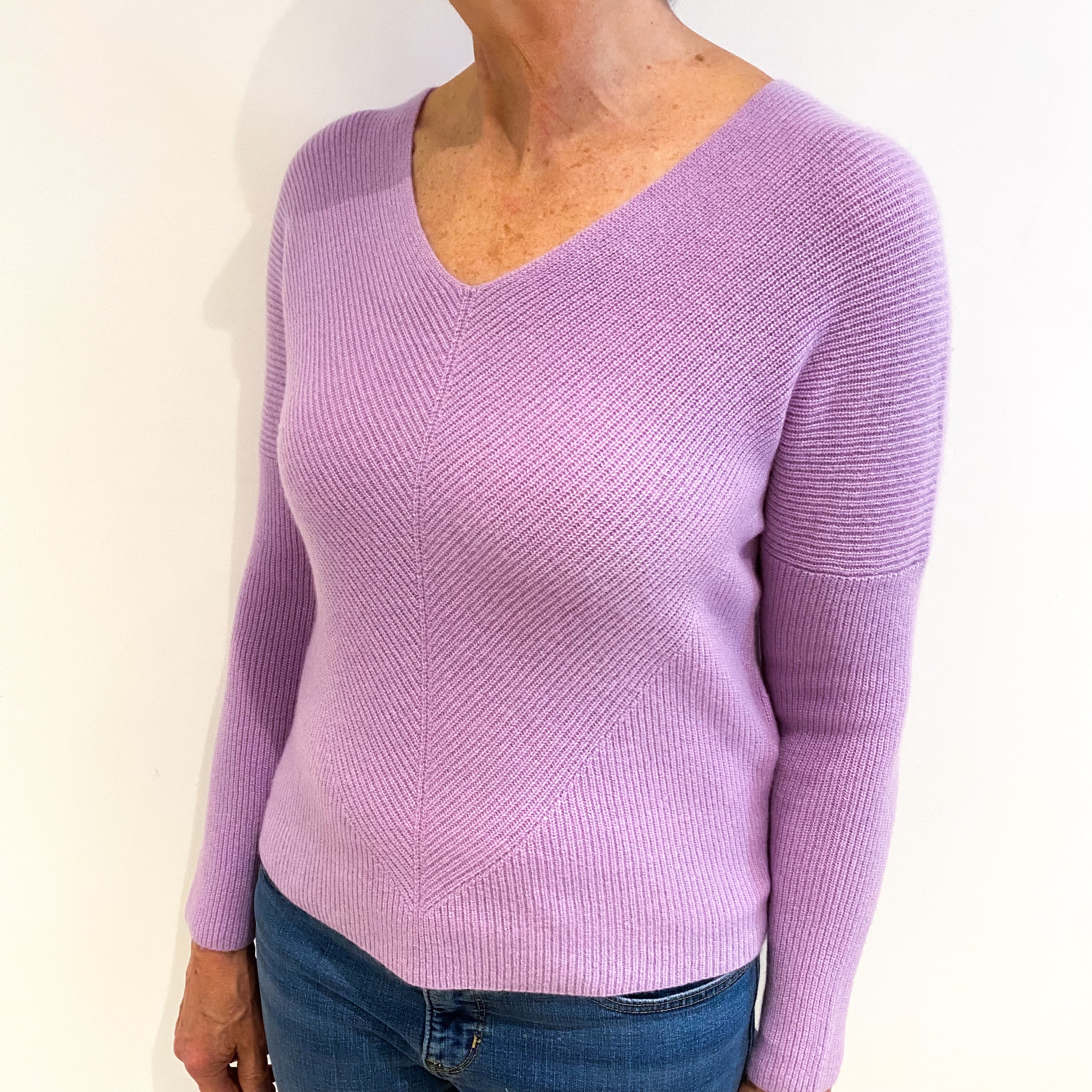 Maje Lavender Cashmere V Neck Jumper Medium