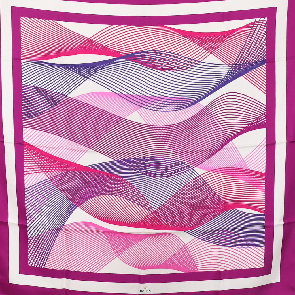 Rolex Purple and Pink Abstract Boxed Silk Scarf