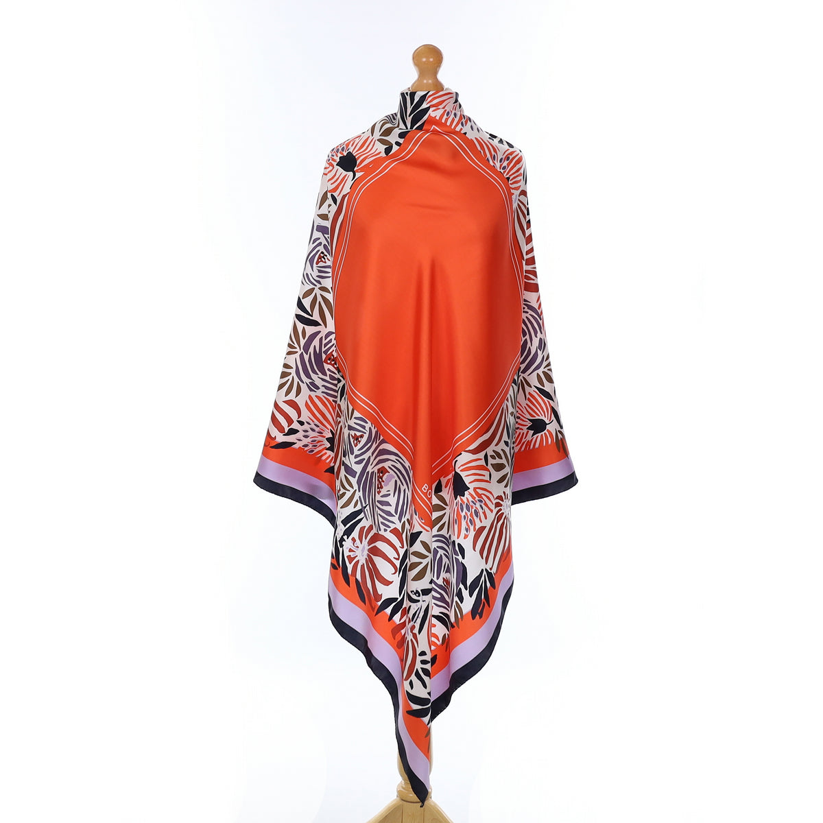 Brand New Boss Orange Floral Silk Scarf